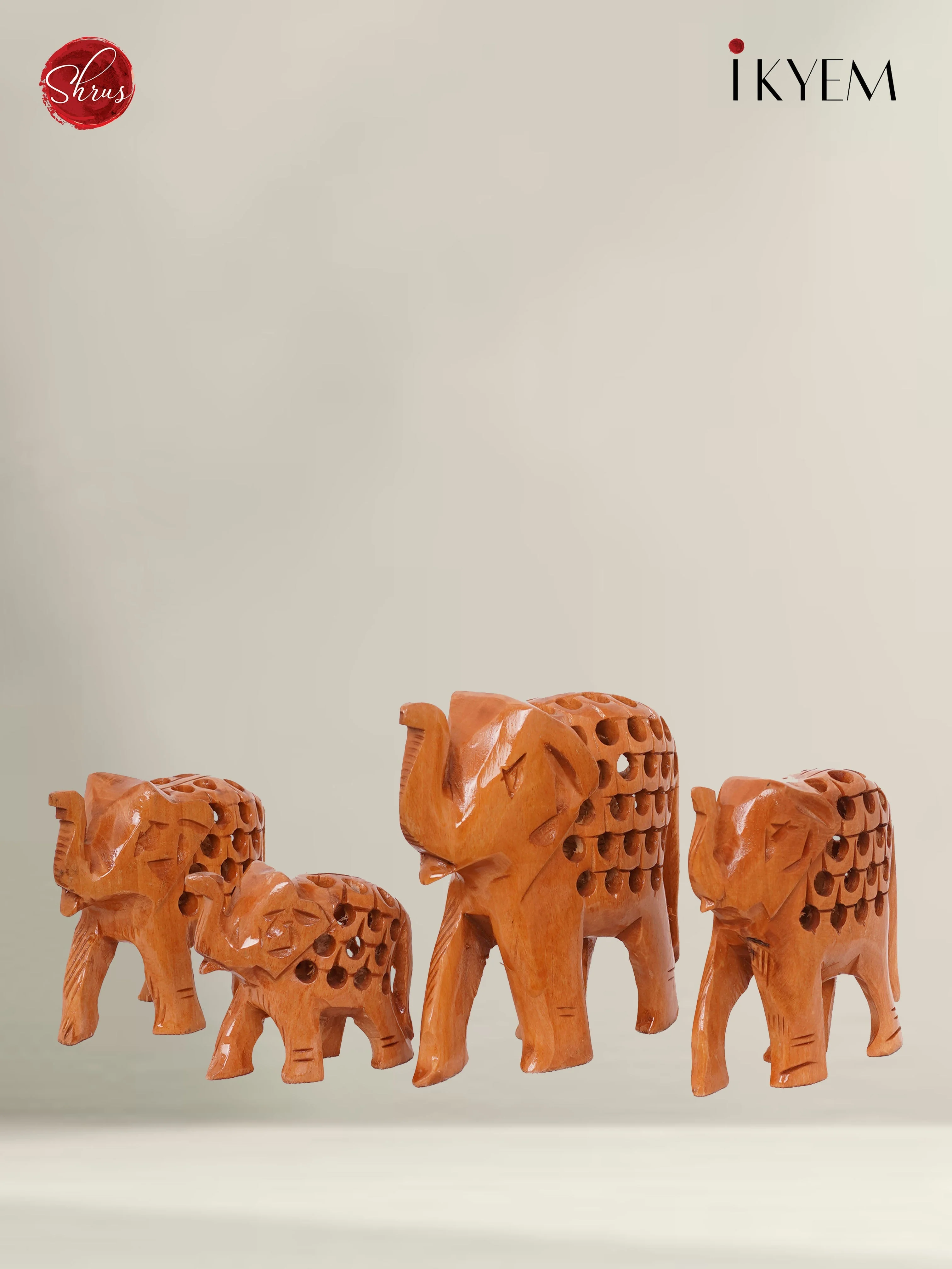 Wooden Elephants Idol (Pair of 4) - Image 4