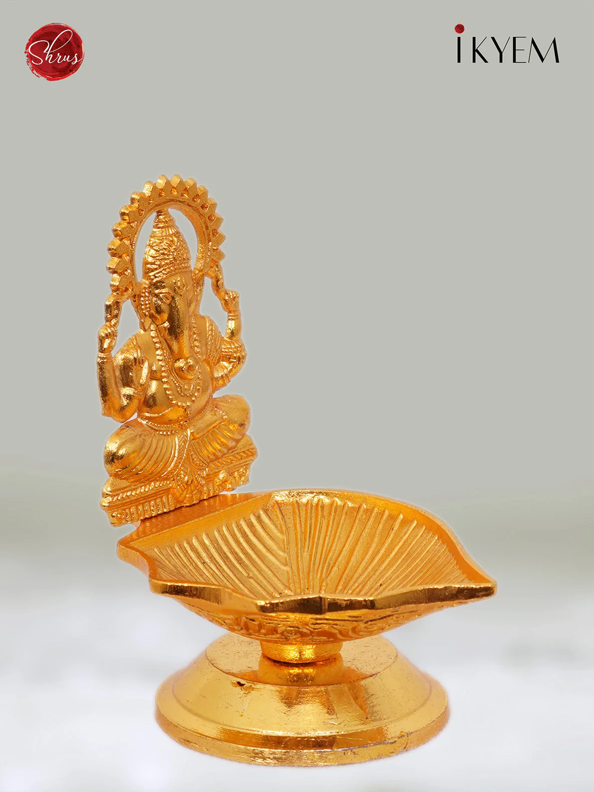 Antique Gold Plated Ganesha Lamp - Image 2