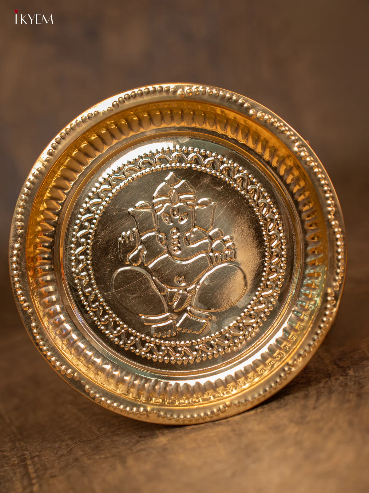 Brass Pooja Plate - Ganesha Design - 3E31060 - Image 3