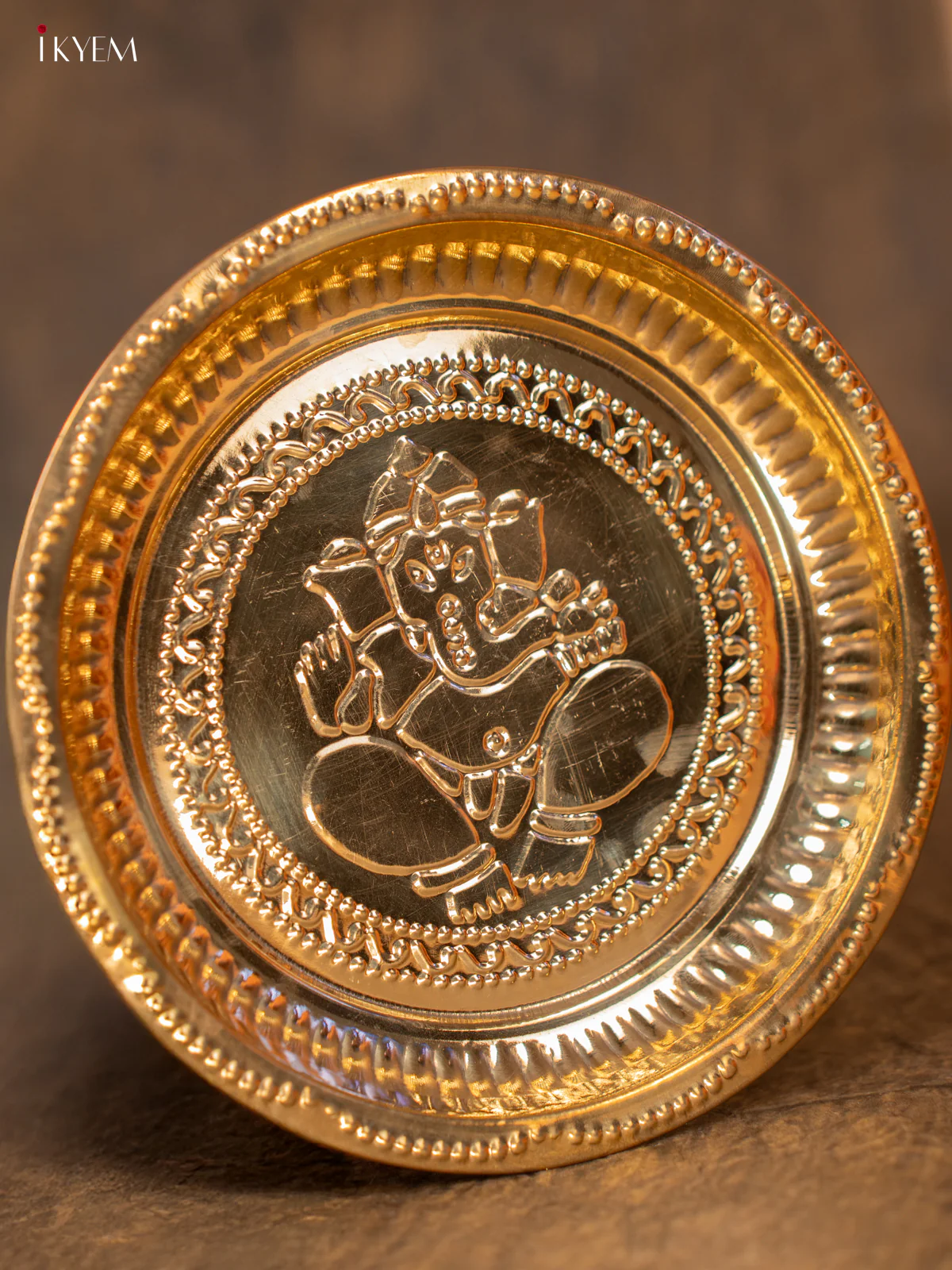 Brass Pooja Plate - Ganesha Design - 3E31060 - Image 4