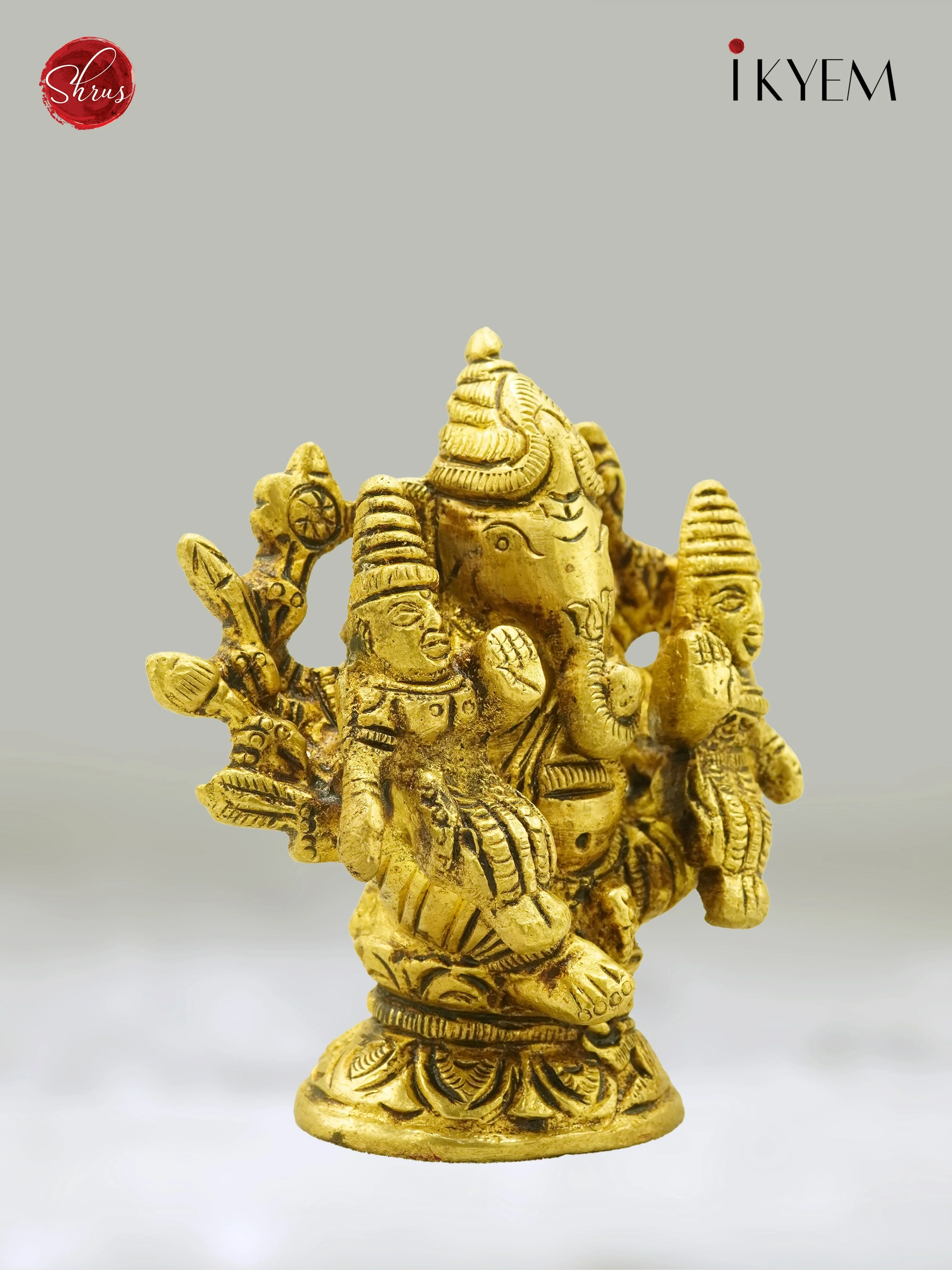 Riddhi Siddhi Ganesh Brass Idol - Image 2