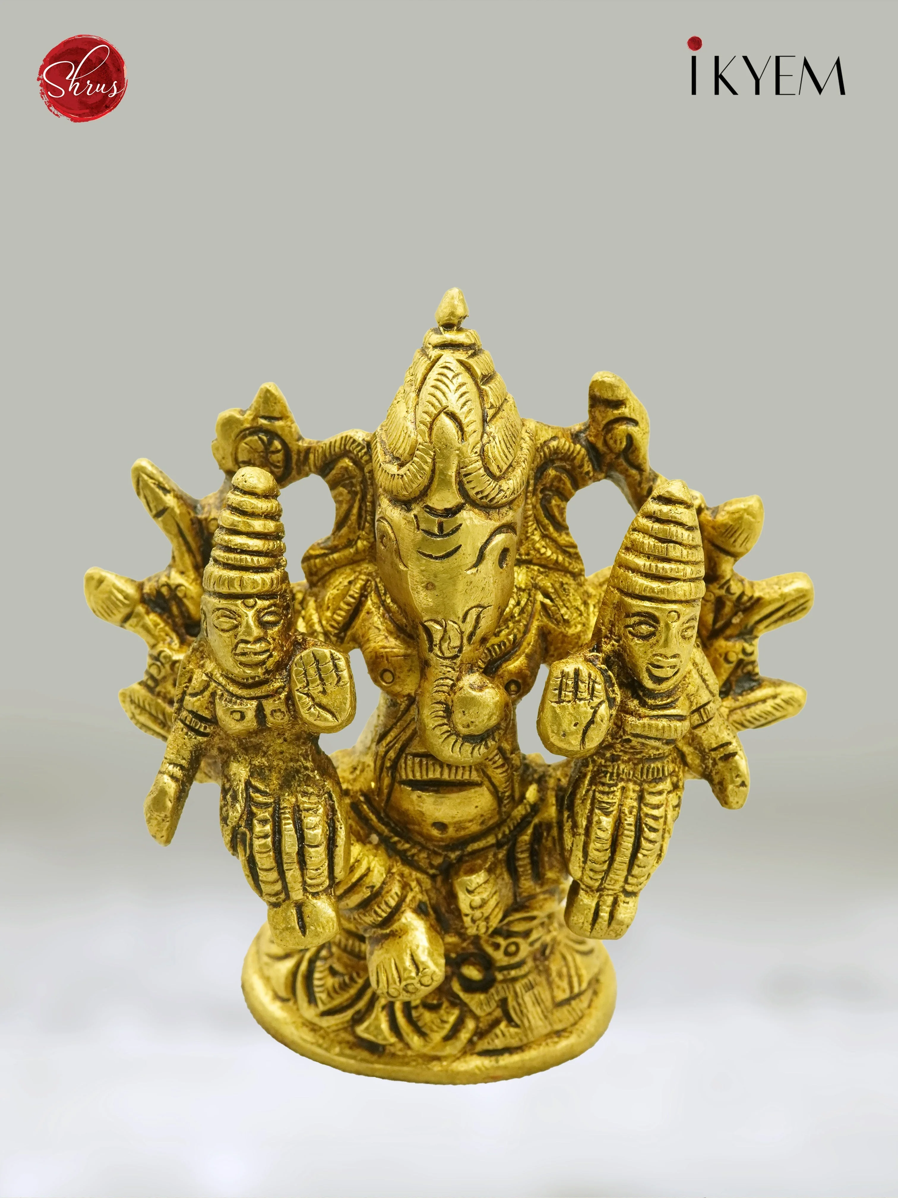 Riddhi Siddhi Ganesh Brass Idol - Image 5
