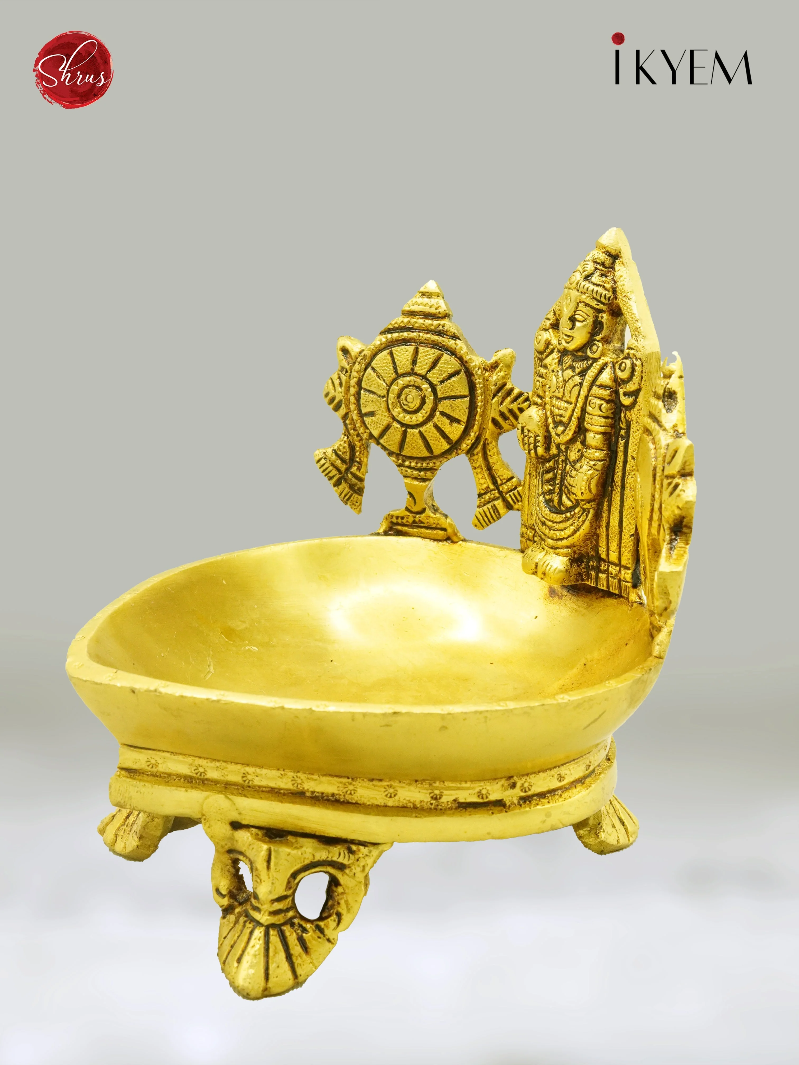 Balaji Sangu Chakram Brass Diya - Pooja Article - Image 3