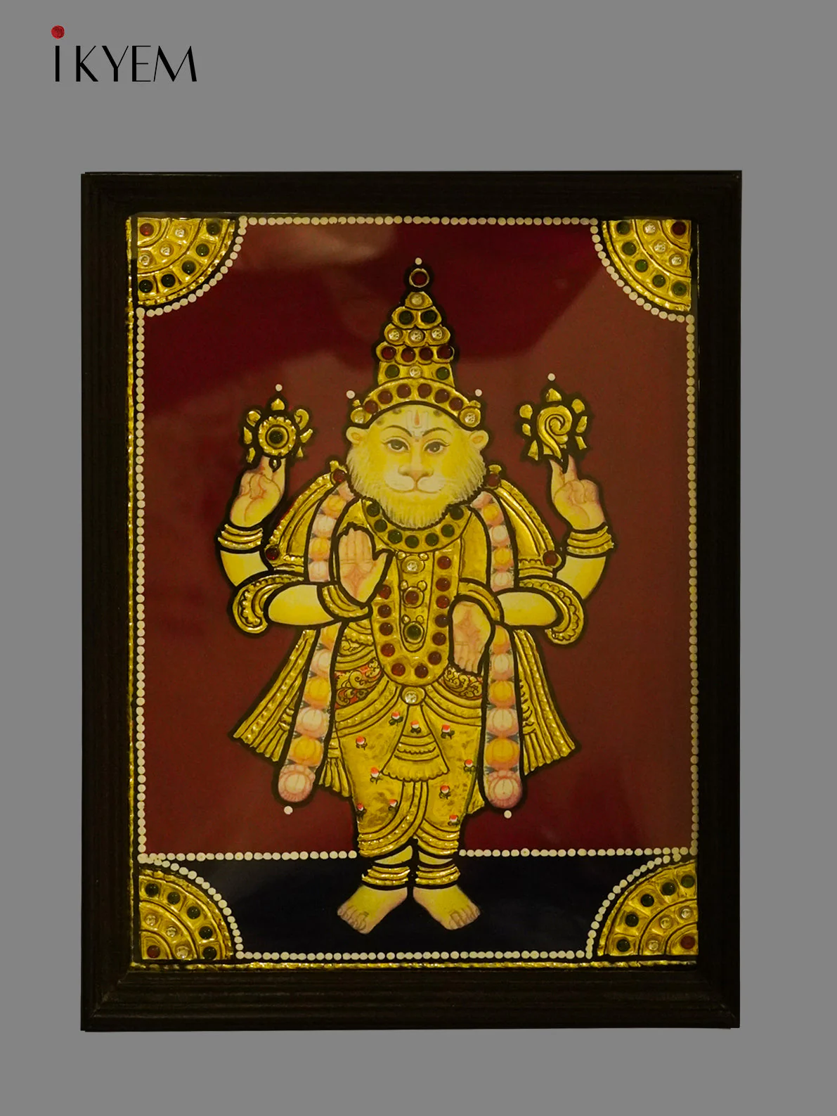 DASAVATHAARAM (10 INCARNATIONS OF LORD VISHNU) ACRYLIC HAND PAINTING WITH TEAK WOOD FRAMING & GOLD FOIL WORK - Image 3