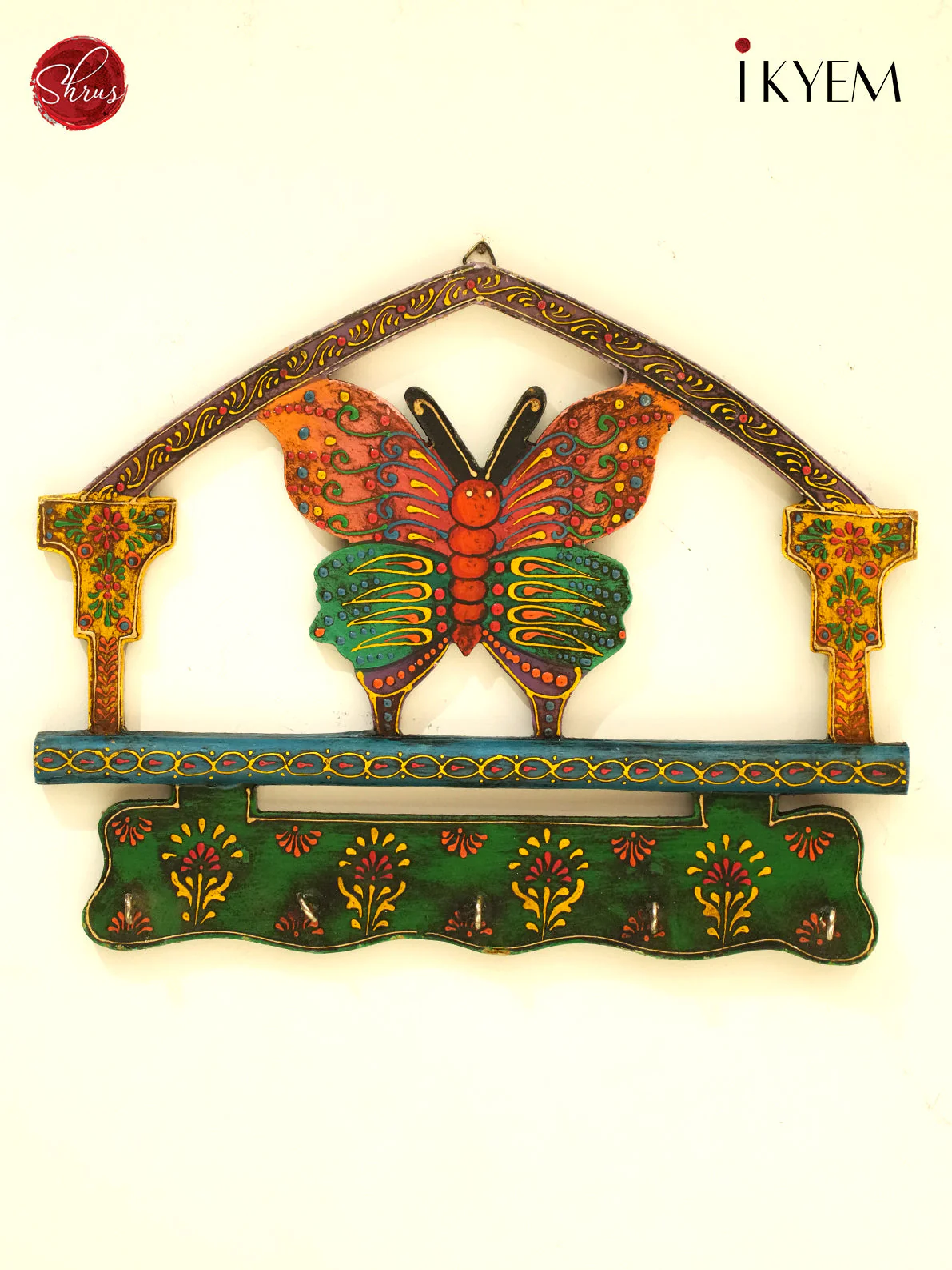 Wooden handpainted butterfly key holder