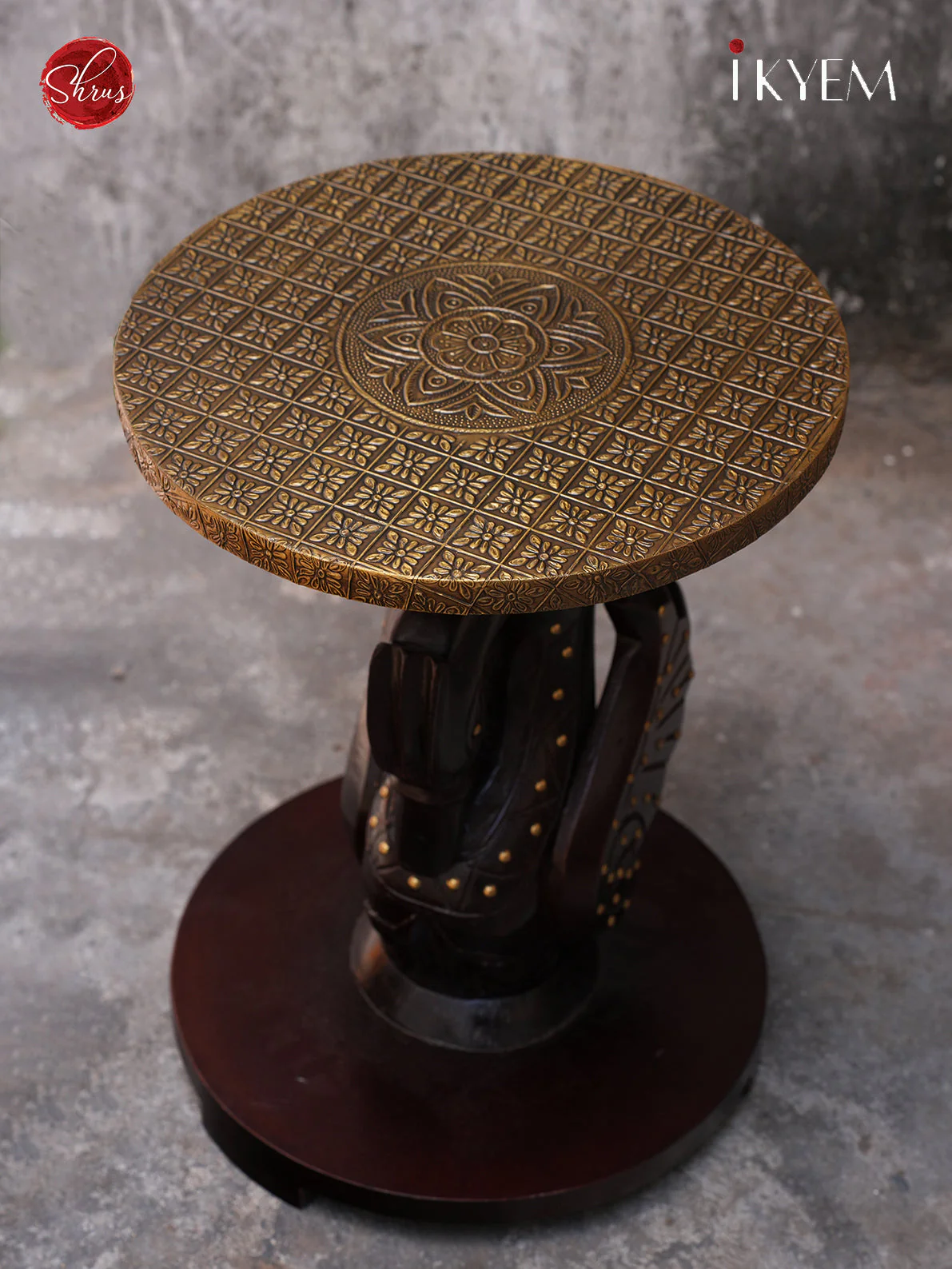 Swan Design Wooden Round Table