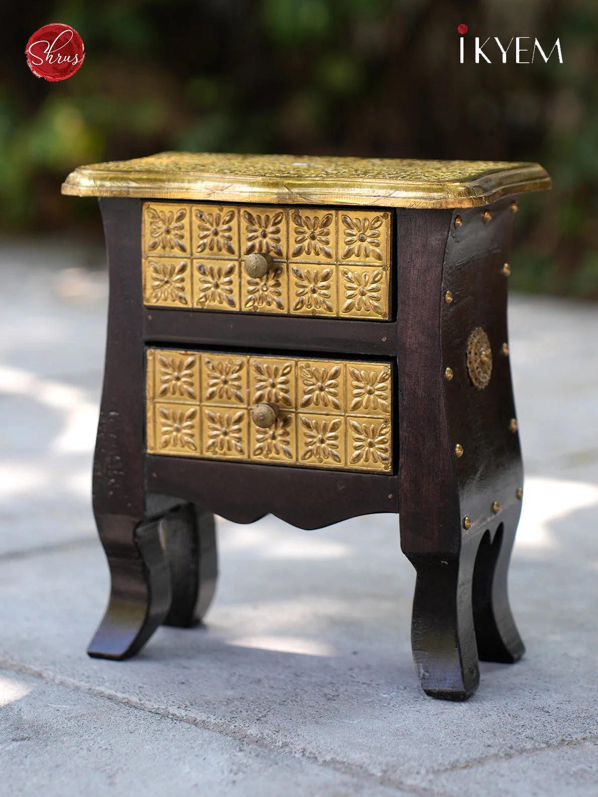 Brass Wooden Drawer with Antique finishing