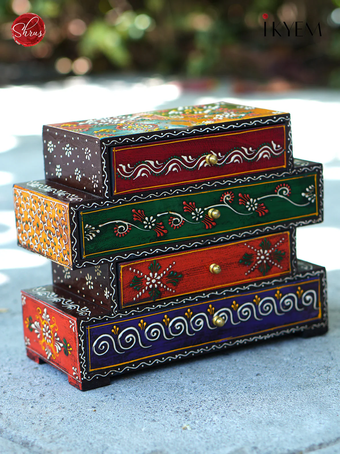Handpainted Multipurpose wooden Storage Box-Return gift