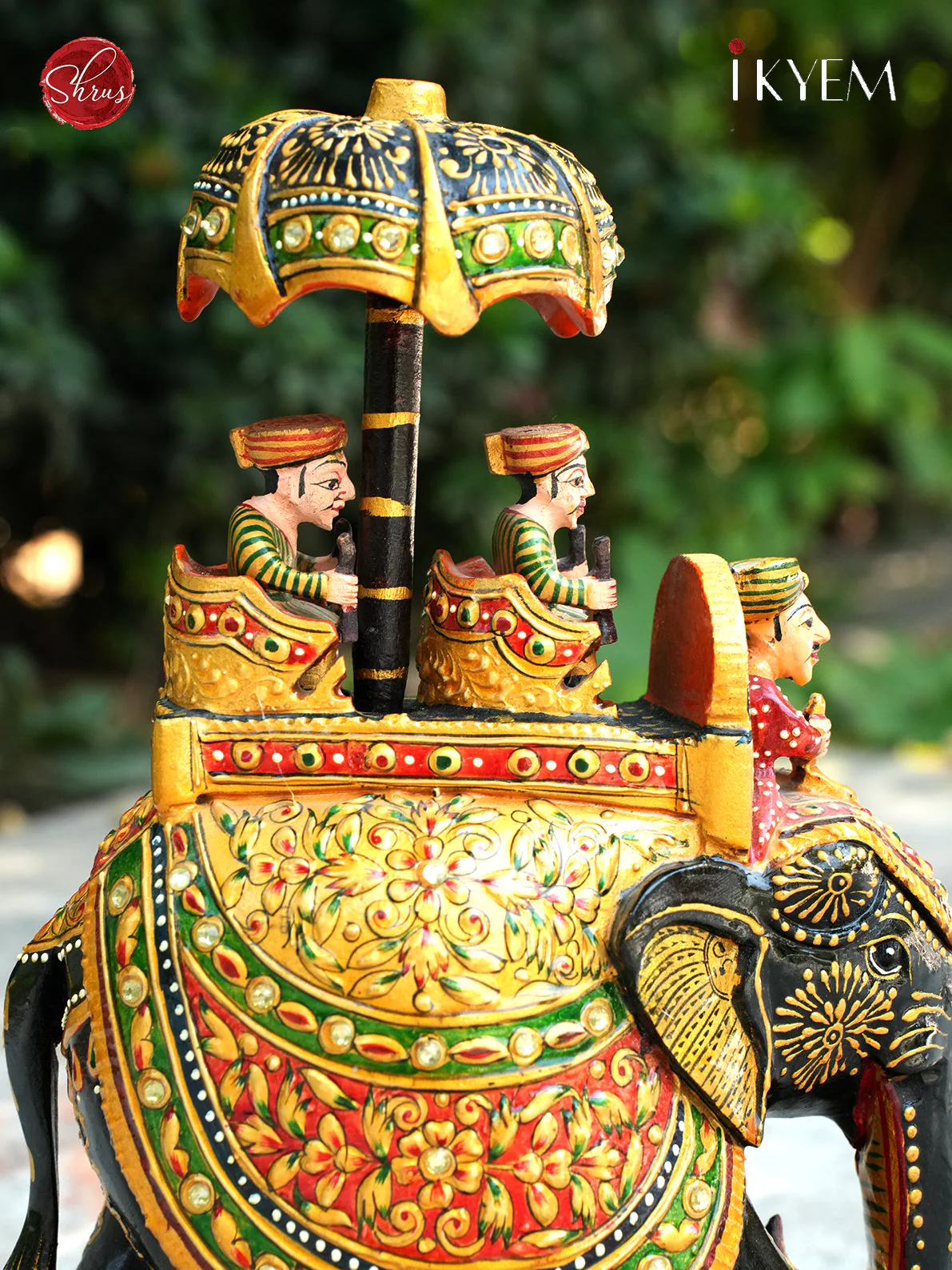 Hand painted ambari wooden Elephant - Return gift - Image 3
