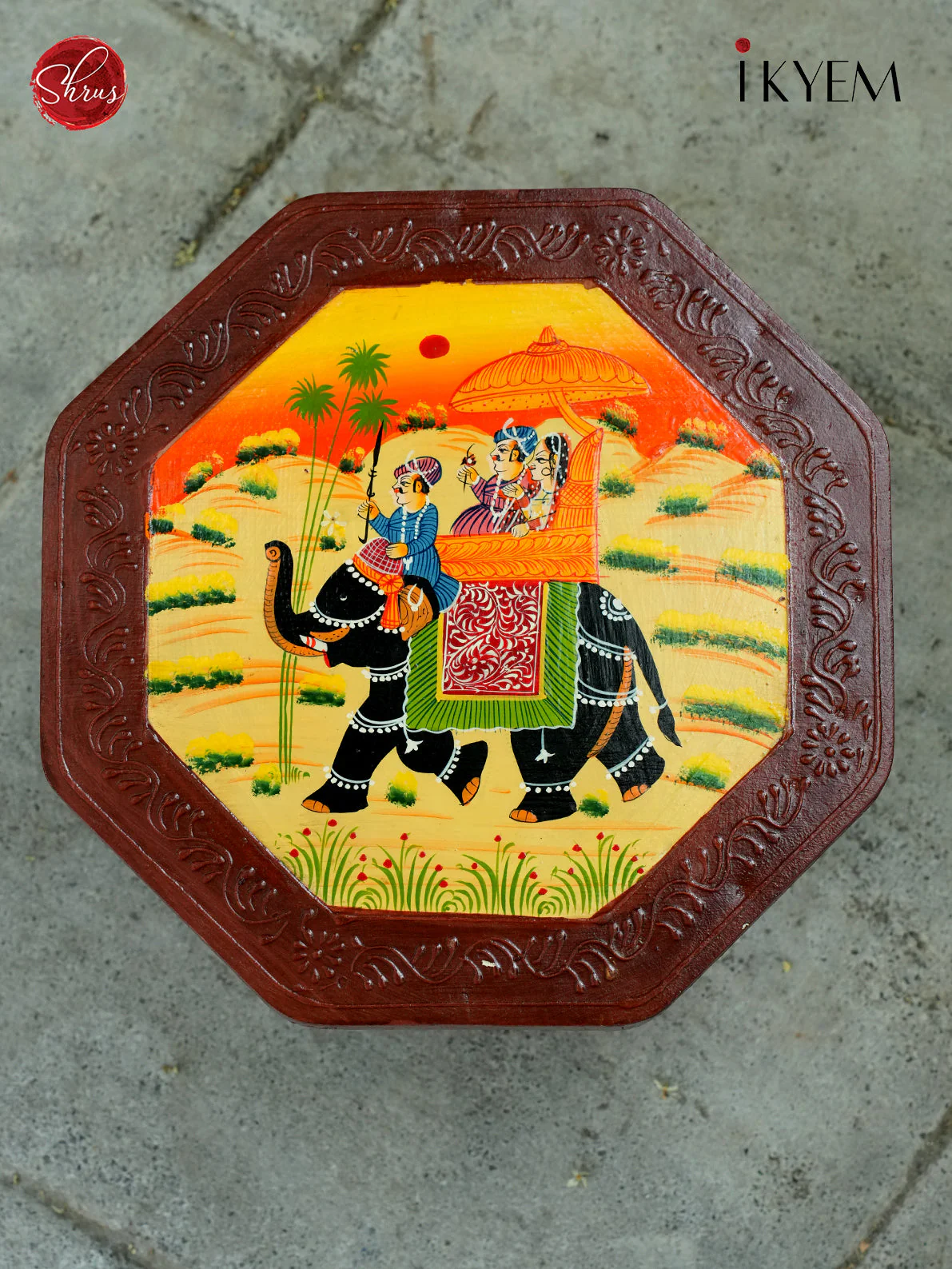 Handpainted Wooden Stool - Image 3