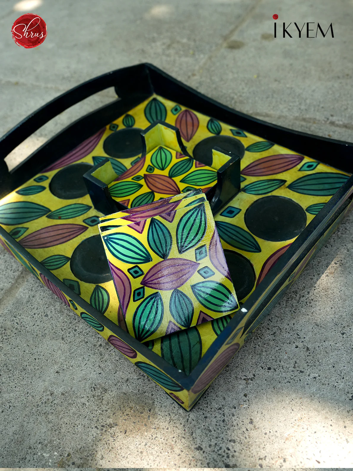 Wooden Tray With Tea Coaster - Image 2
