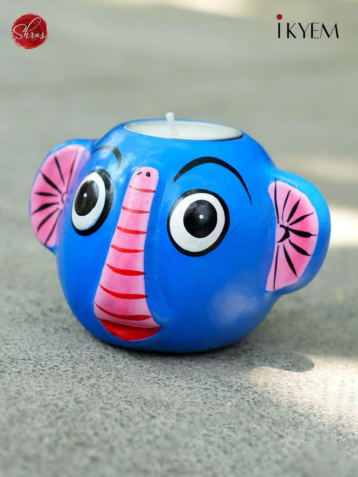 Handpainted Clay Elephant Candle Holder - Image 3