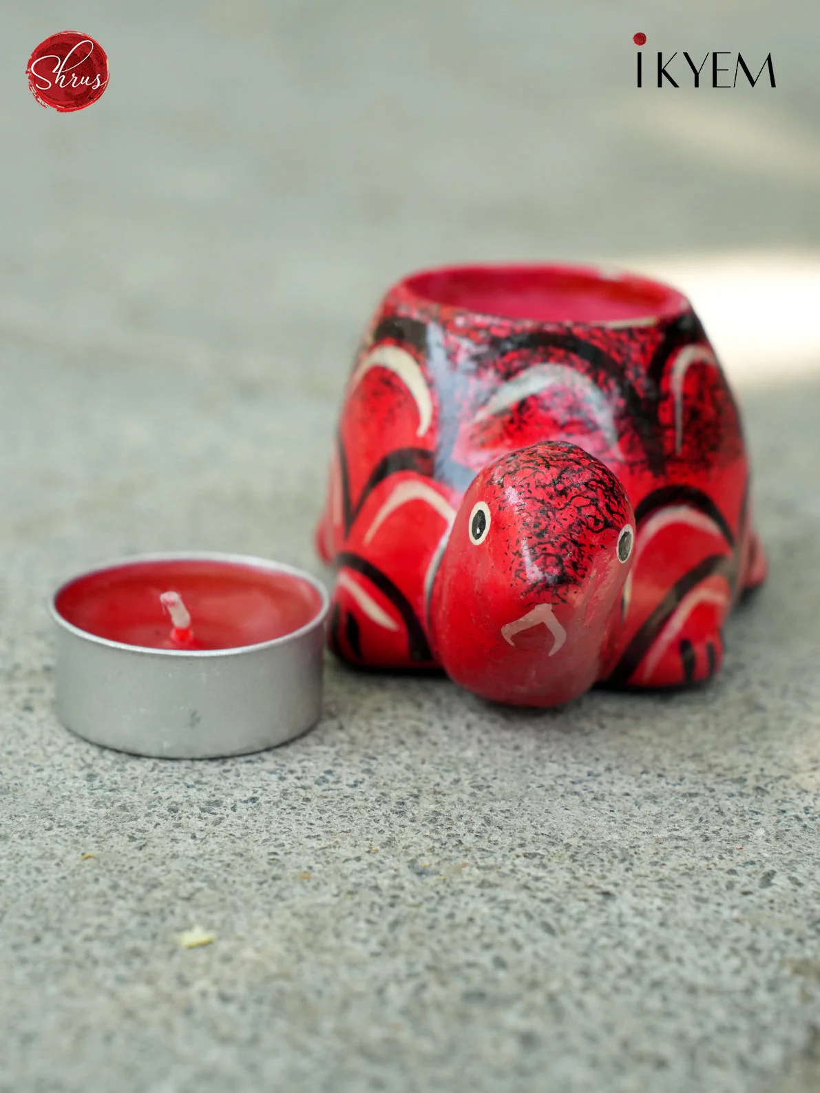 Handpainted Clay Tortoise Candle Holder - Image 2