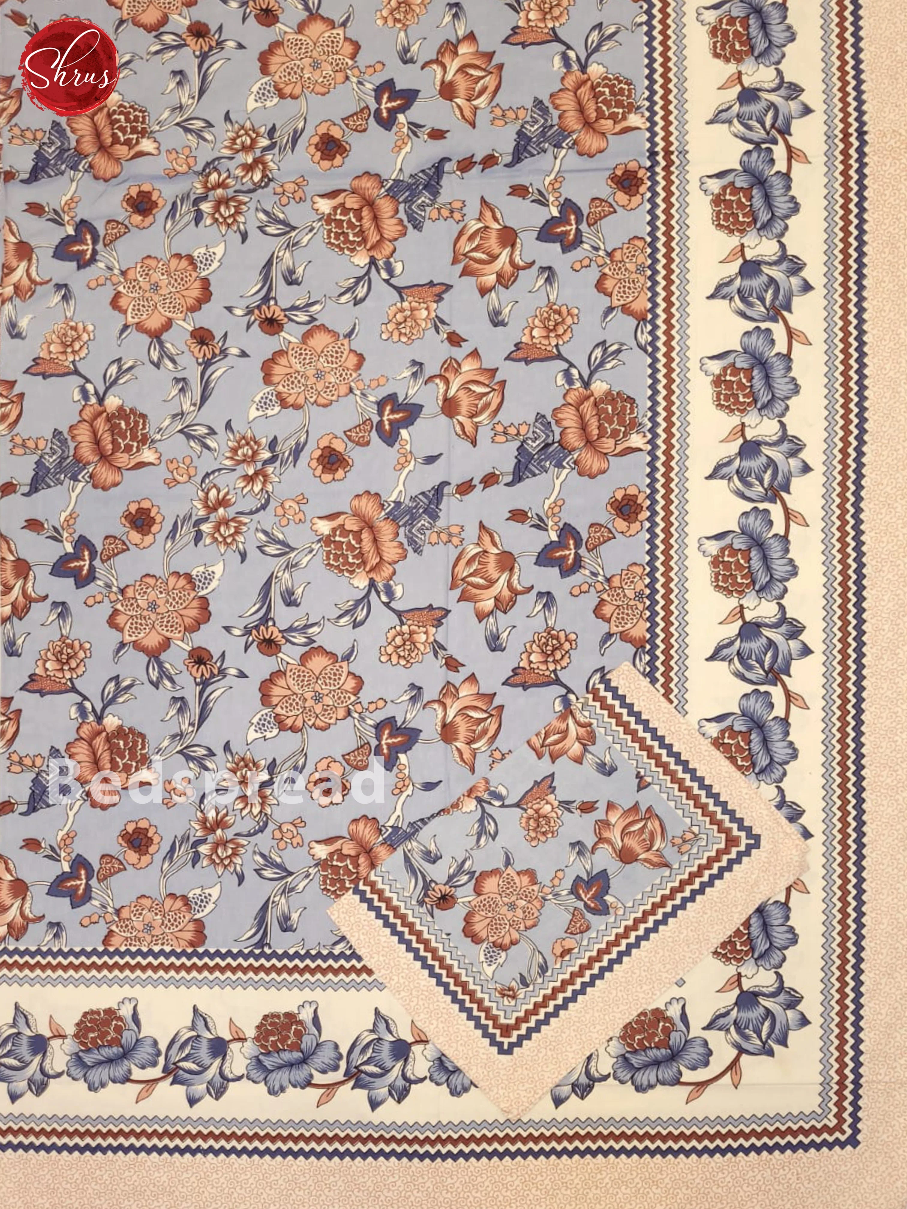 Blue & Cream- Jaipuri Printed Double Bed Spread - Image 2