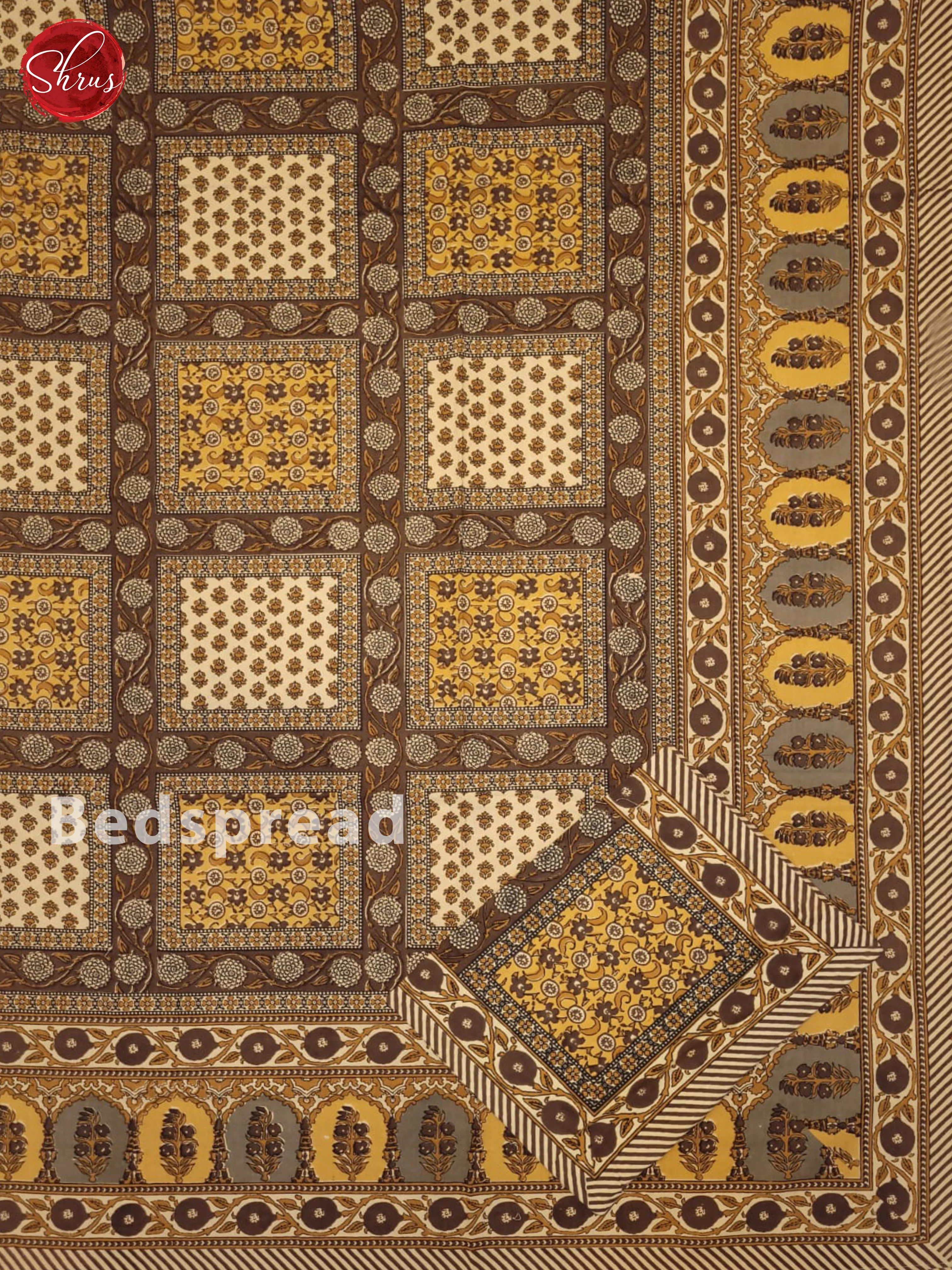 Brown & Mustard - Jaipuri Printed Double Bed Spread - Image 2