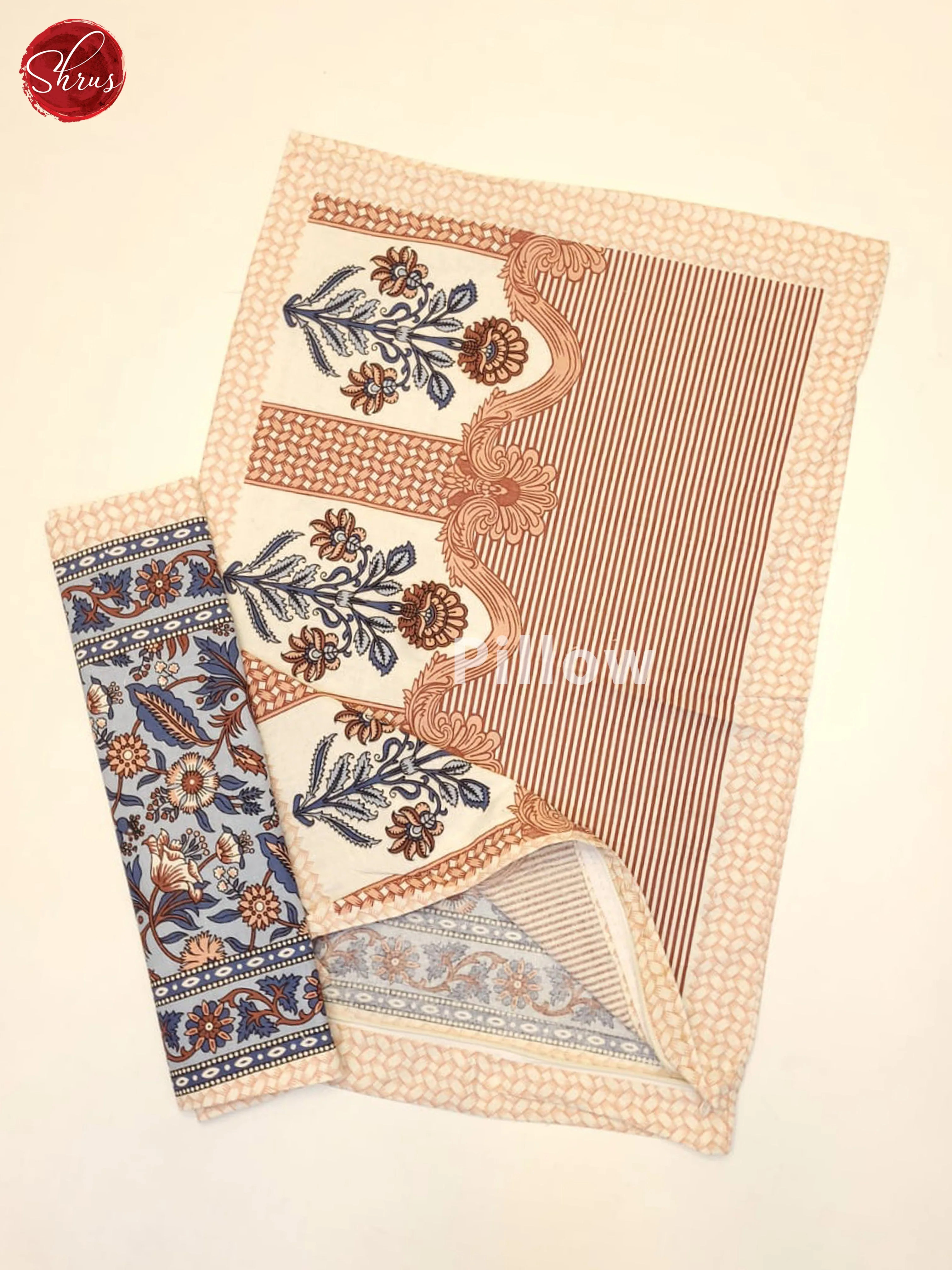 Blue & Cream- Jaipuri Printed Double Bed Spread - Image 3