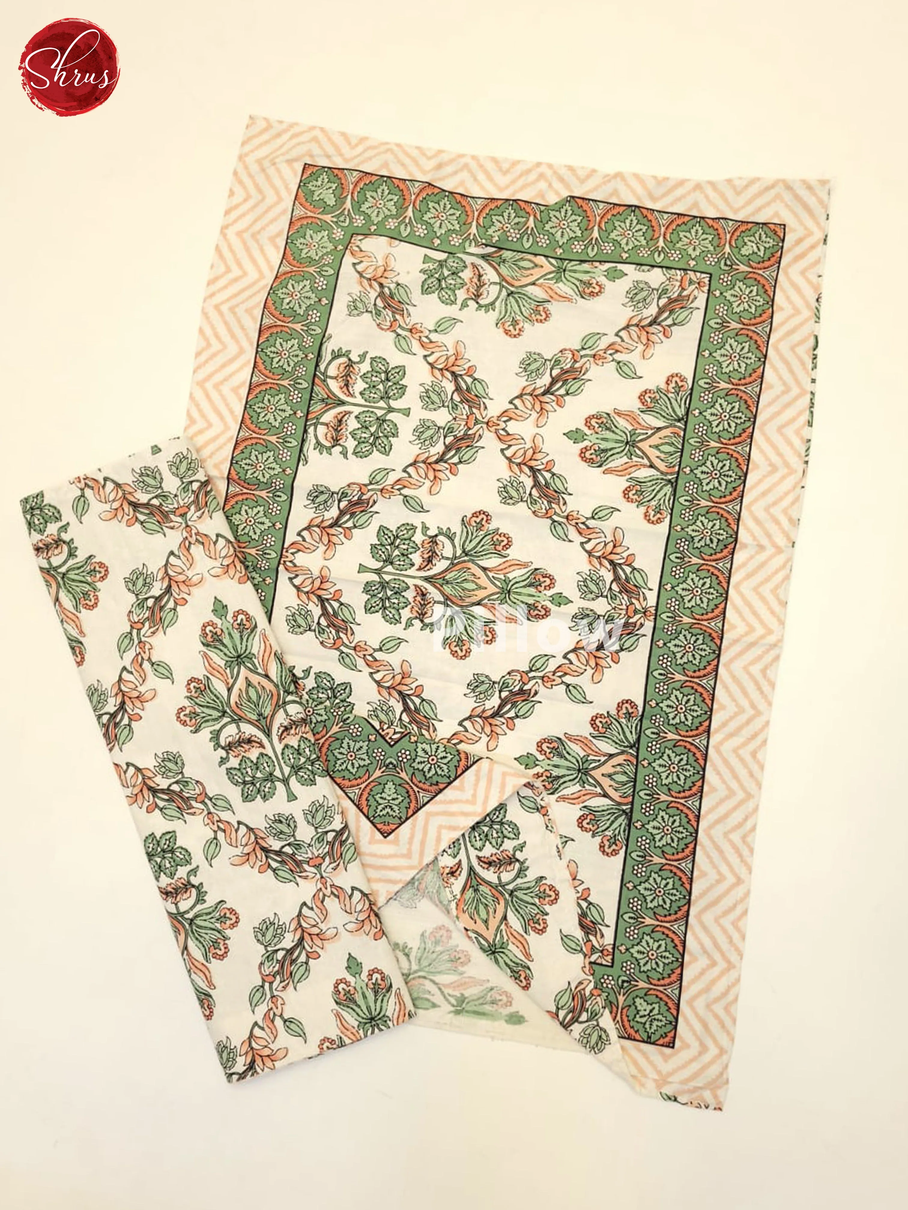 Cream & Pink- Jaipuri Printed Double Bed Spread - Image 3