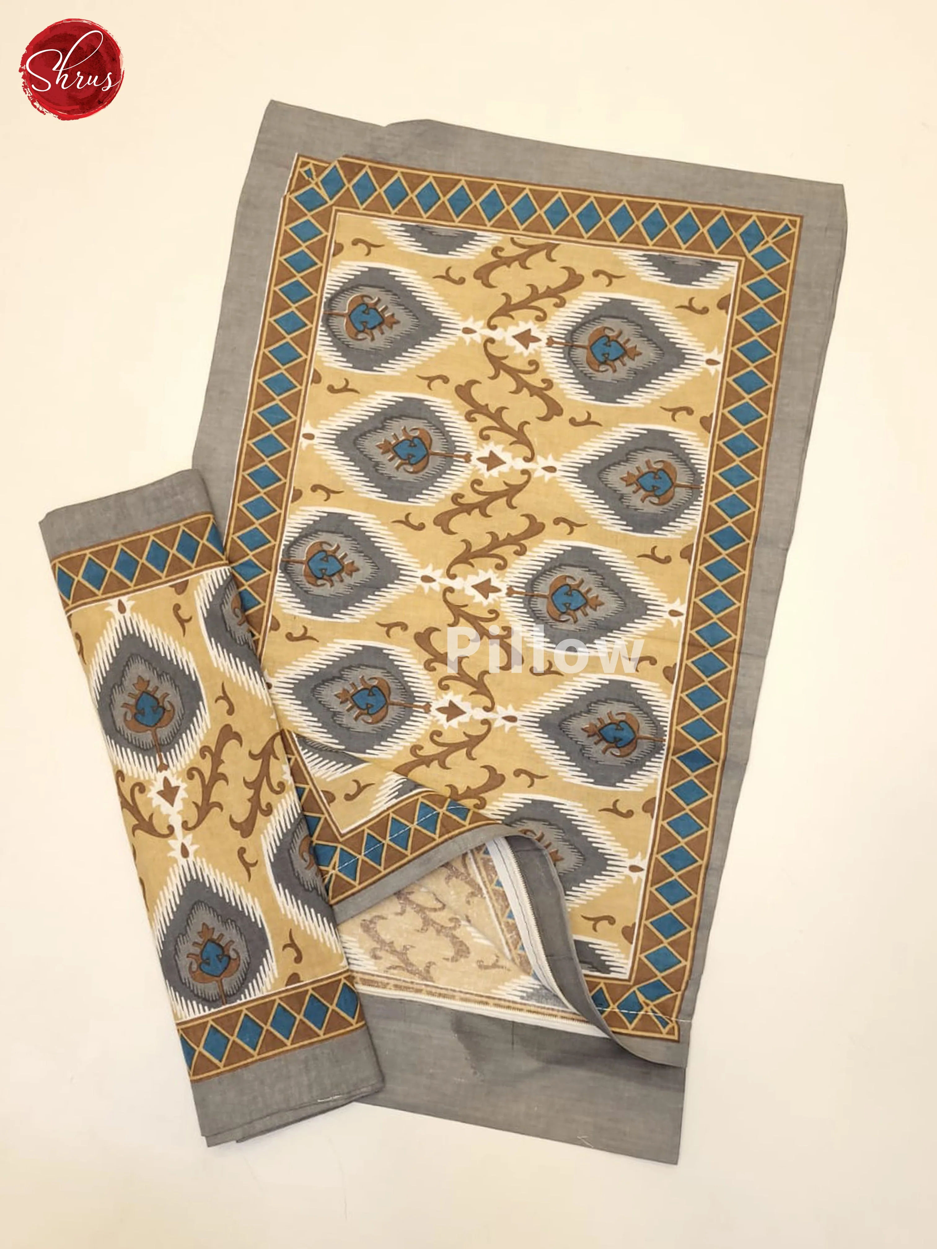 Brown & Grey- Jaipuri Printed Double Bed spread - Image 3