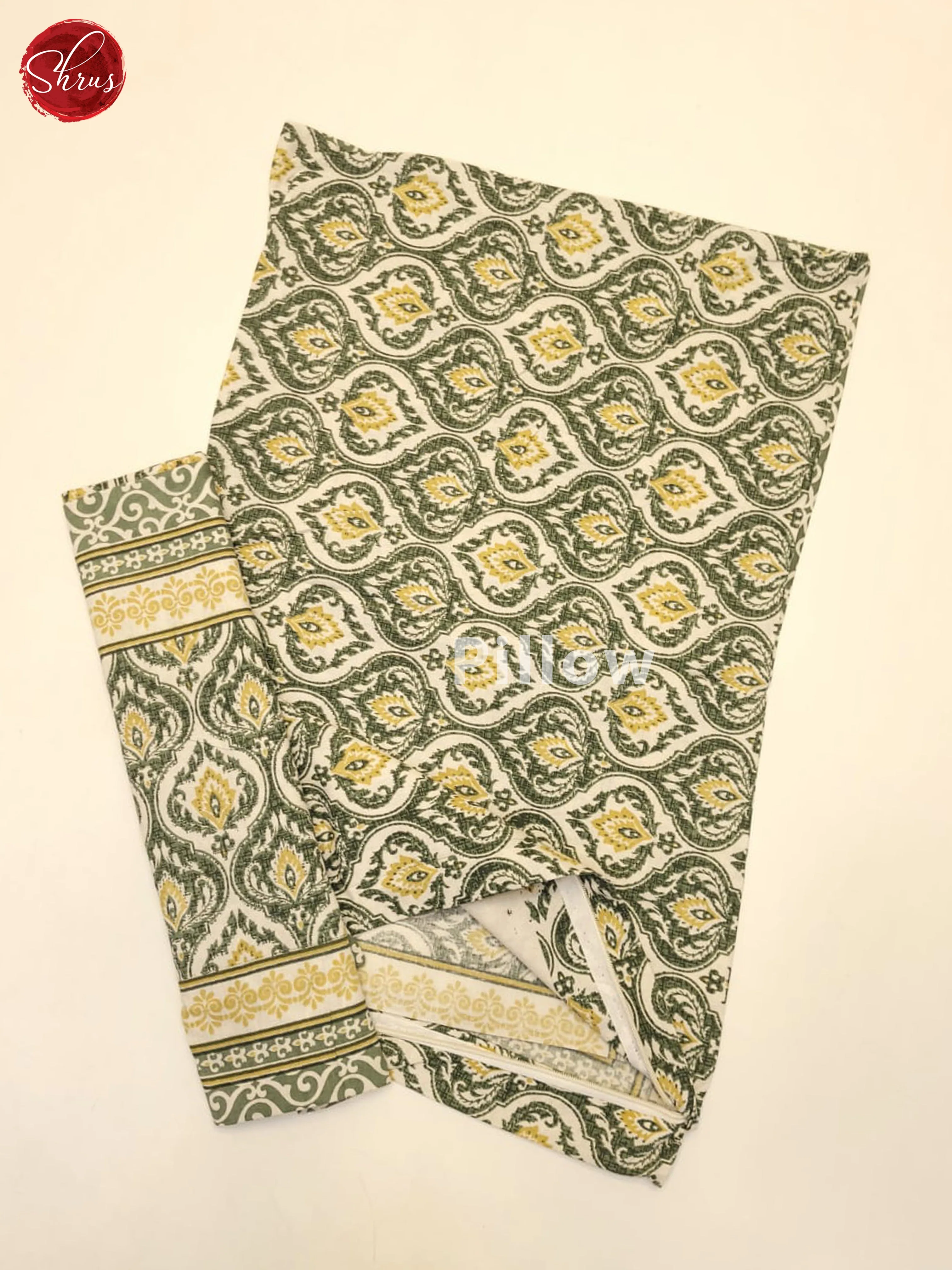 Cream & Green - Jaipuri Printed Double Bed Spread - Image 3