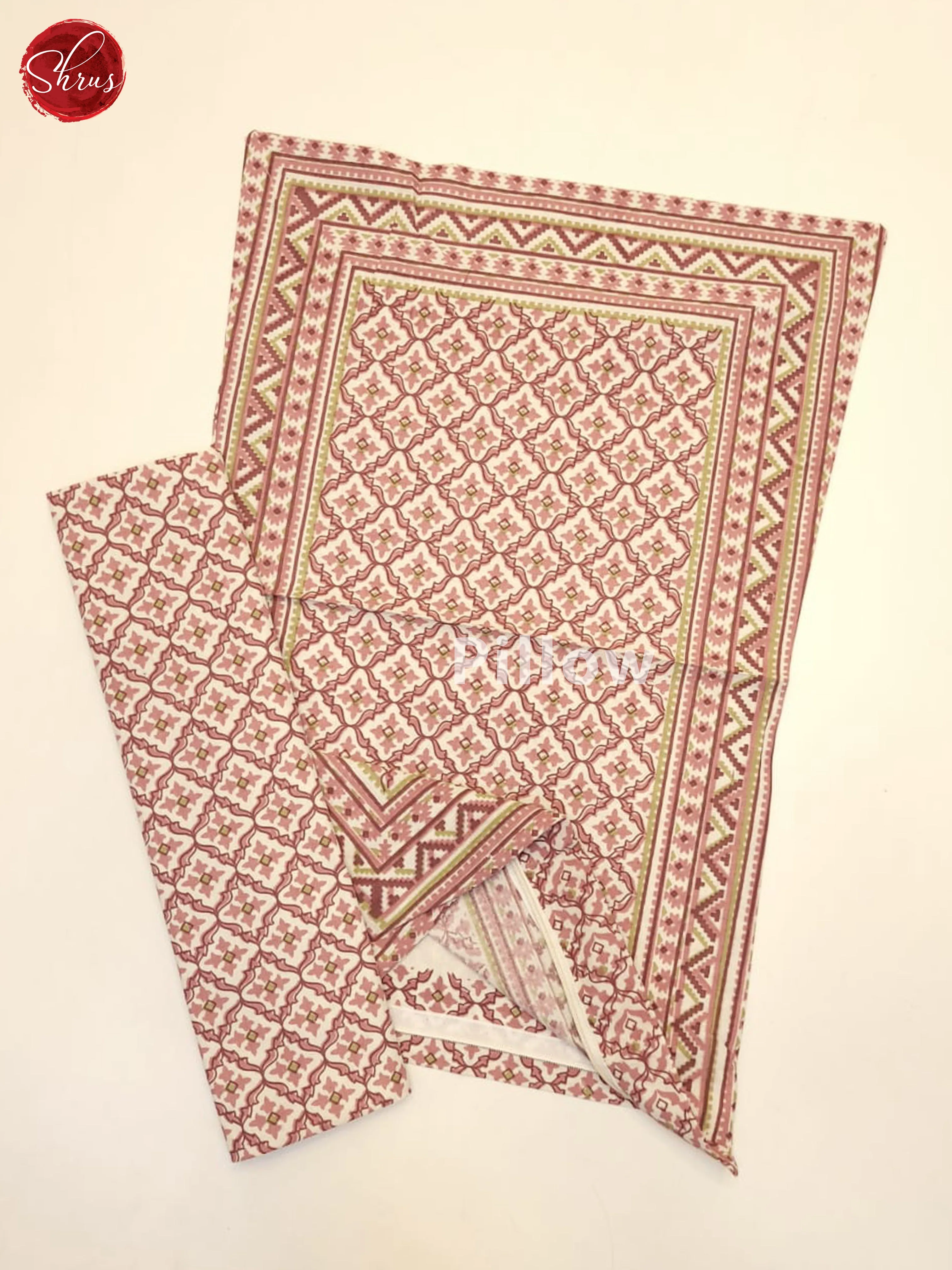 Cream & Pink- Jaipuri printed Double Bed Spread - Image 3
