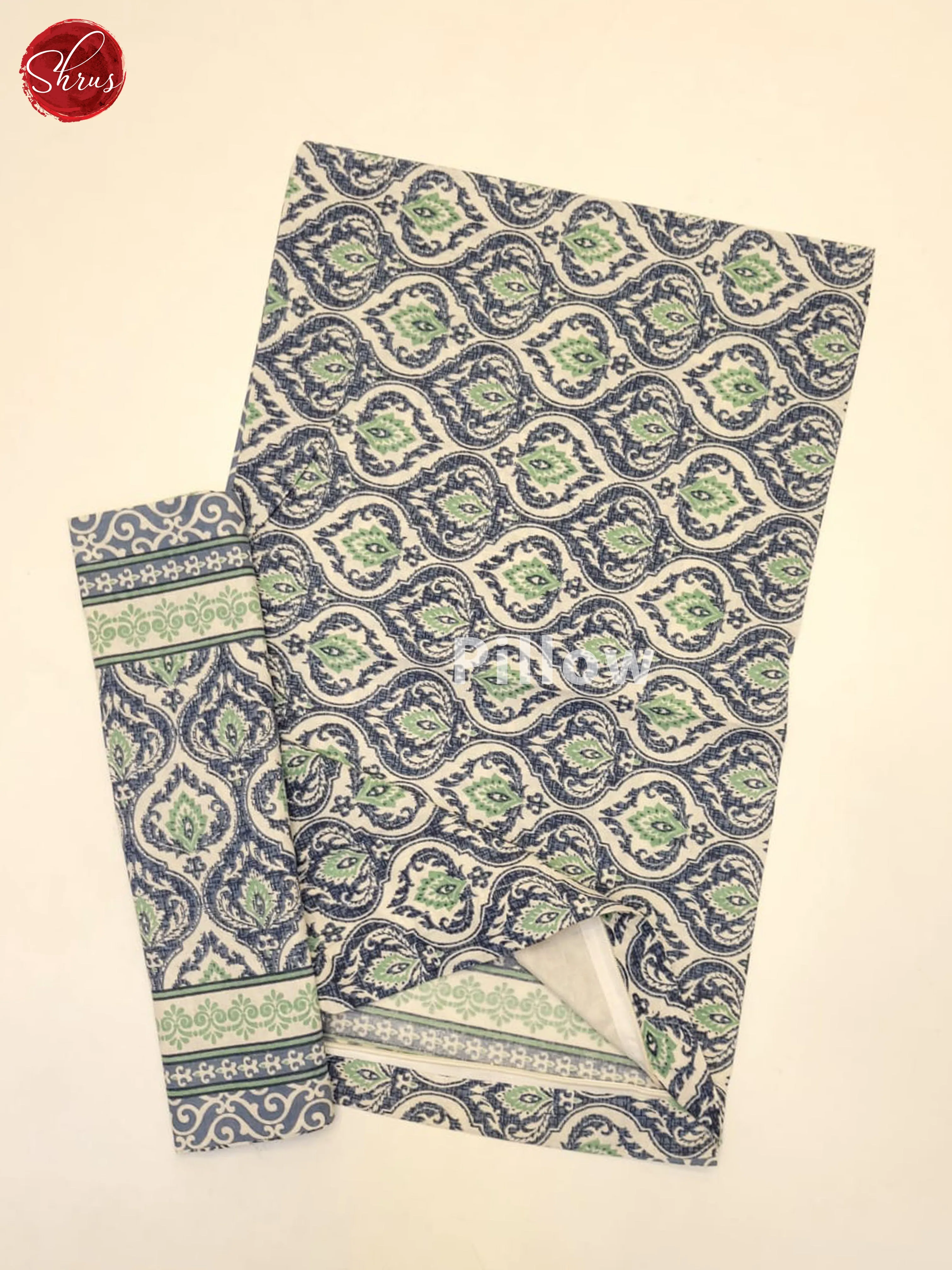 Cream & Blue - Jaipuri Printed Double Bed Spread - Image 3
