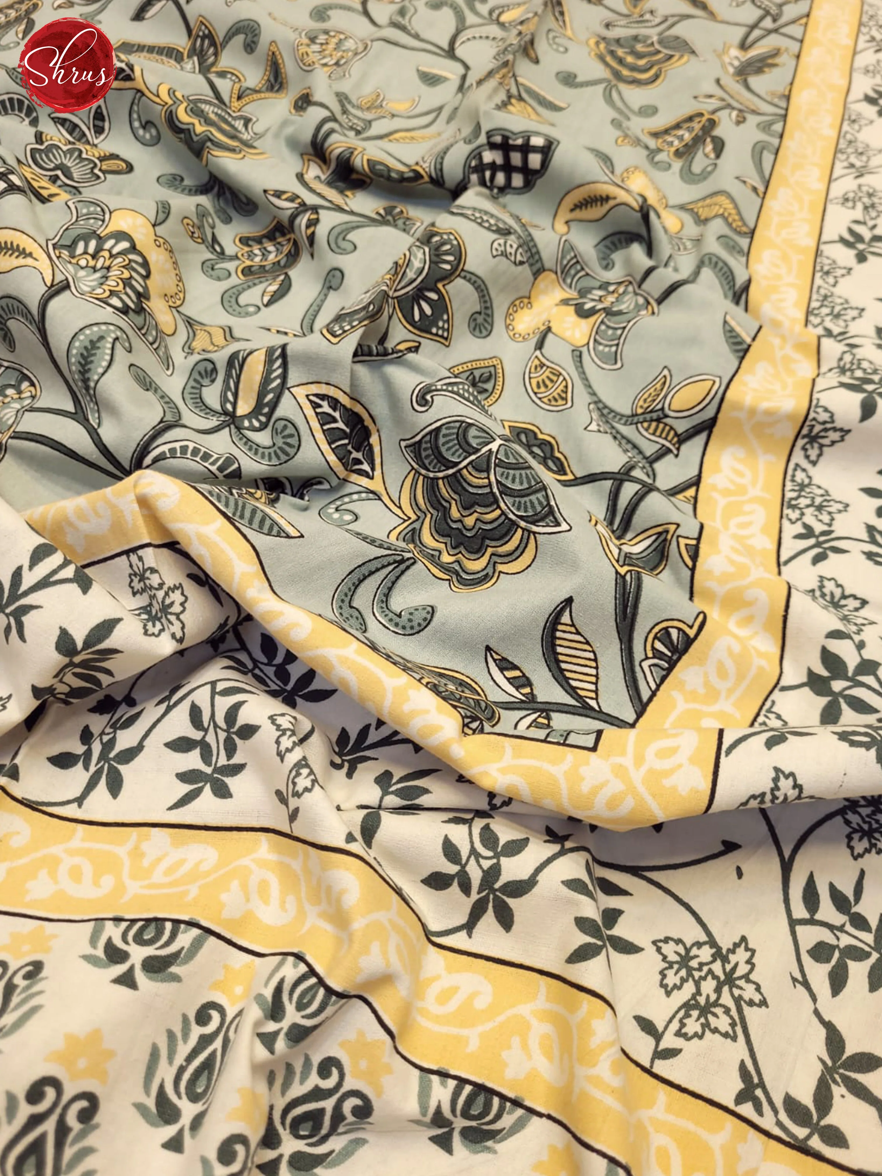 Grey & Cream- Jaipuri Printed Double Bed Spread