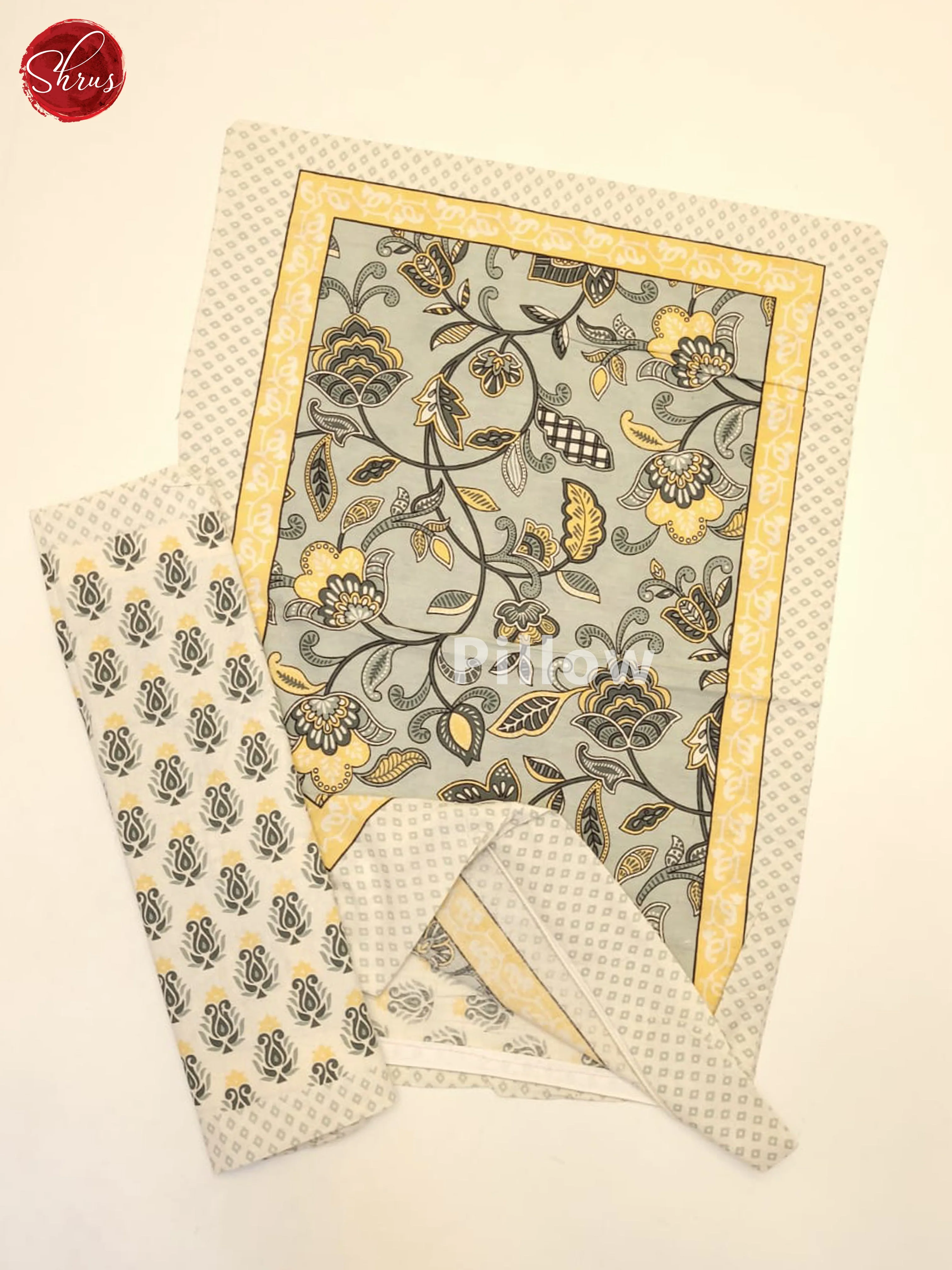 Grey & Cream- Jaipuri Printed Double Bed Spread - Image 3