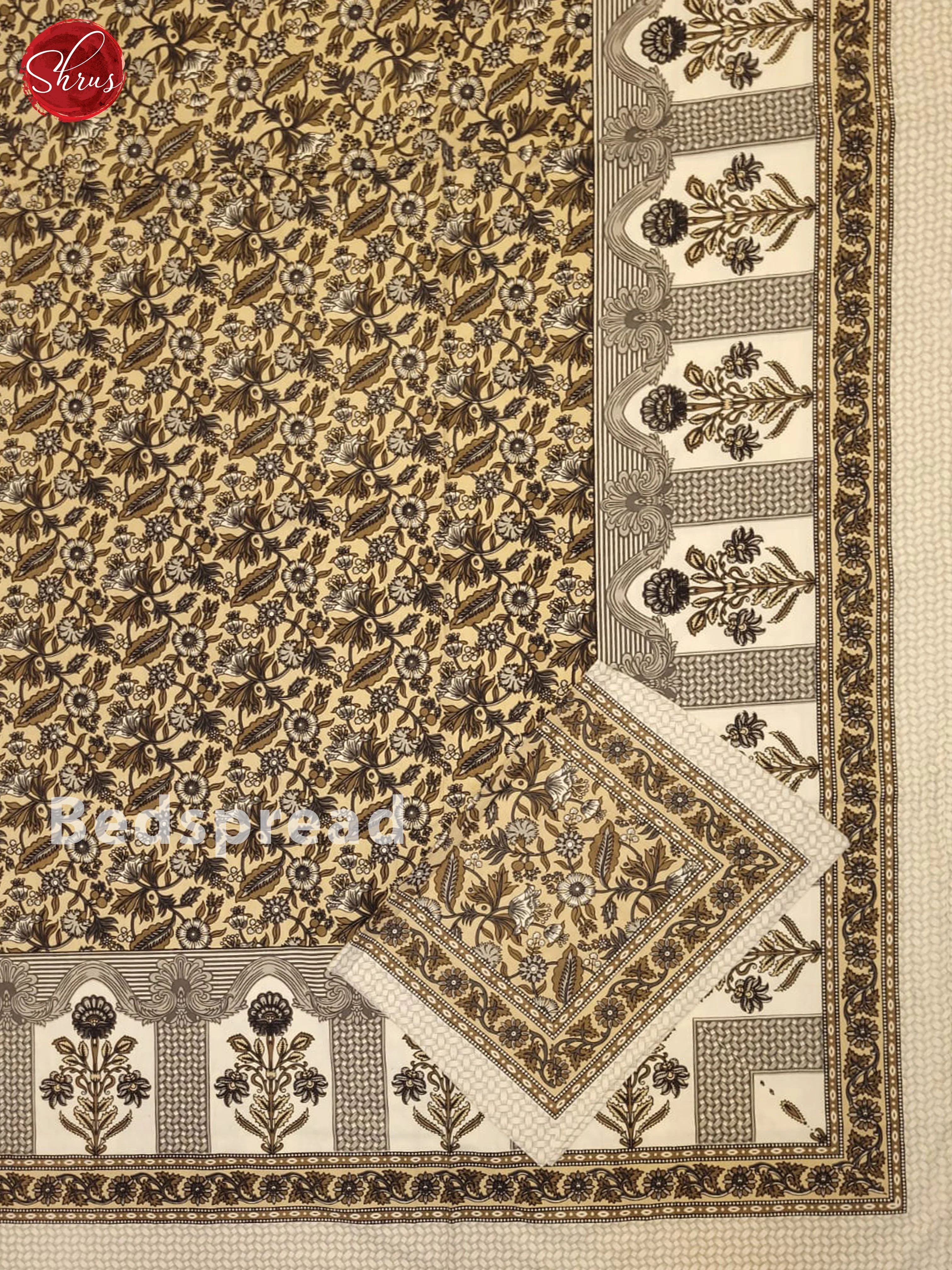 Brown & Cream- Jaipuri Printed Double Bed Spread - Image 2