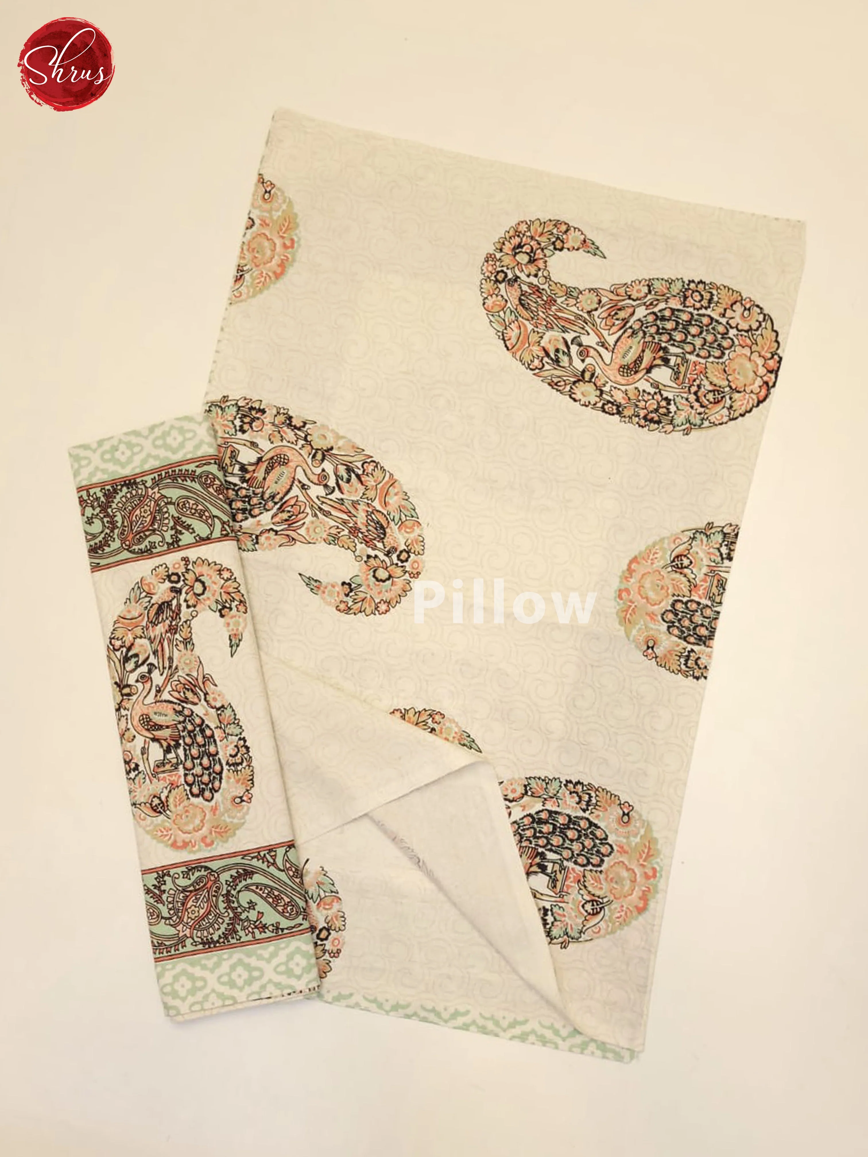 Cream & Green  - Jaipuri Printed Double Bed Spread - Image 3