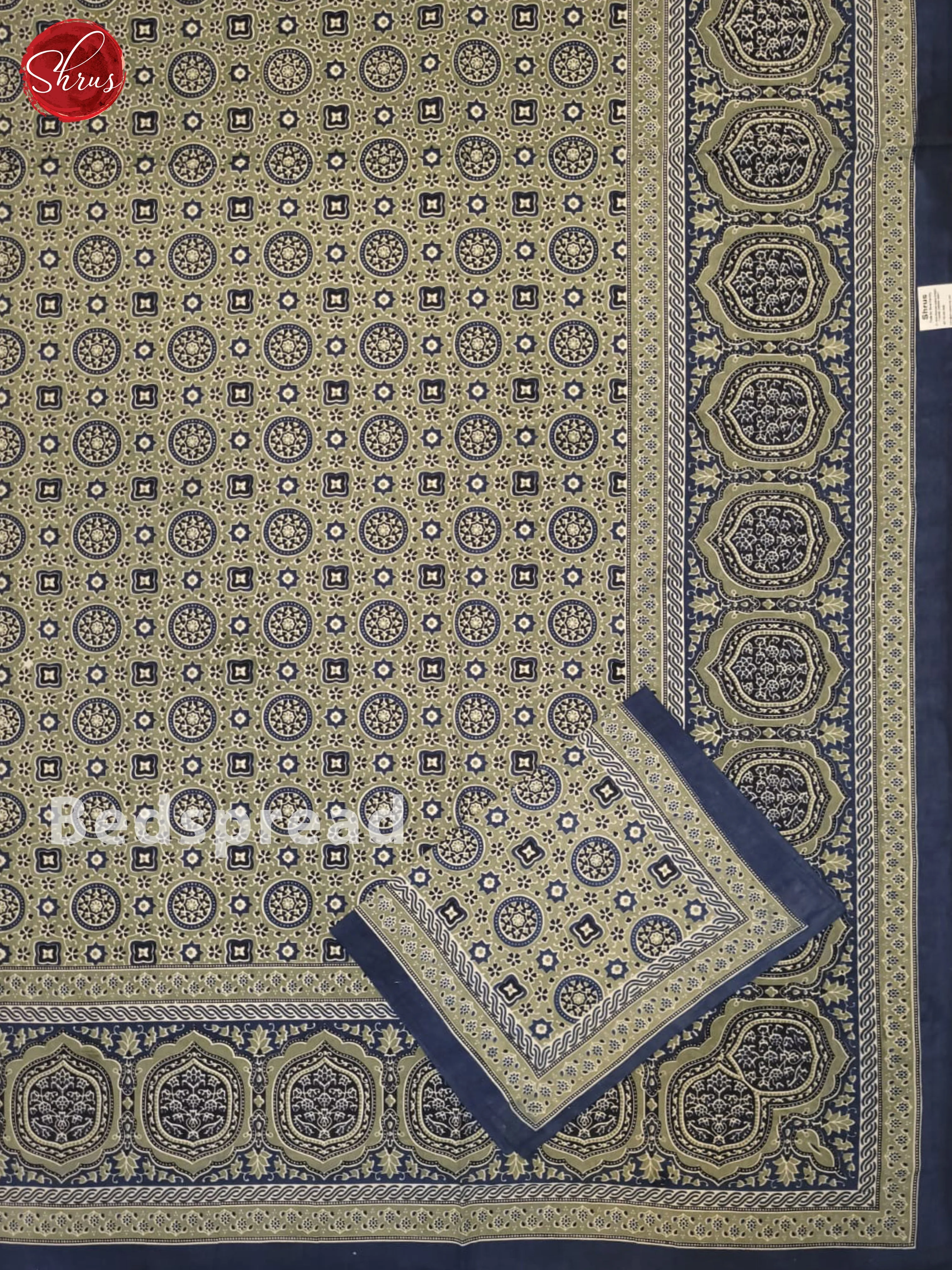Green & Blue- Jaipuri Printed Double Bed Spread - Image 2