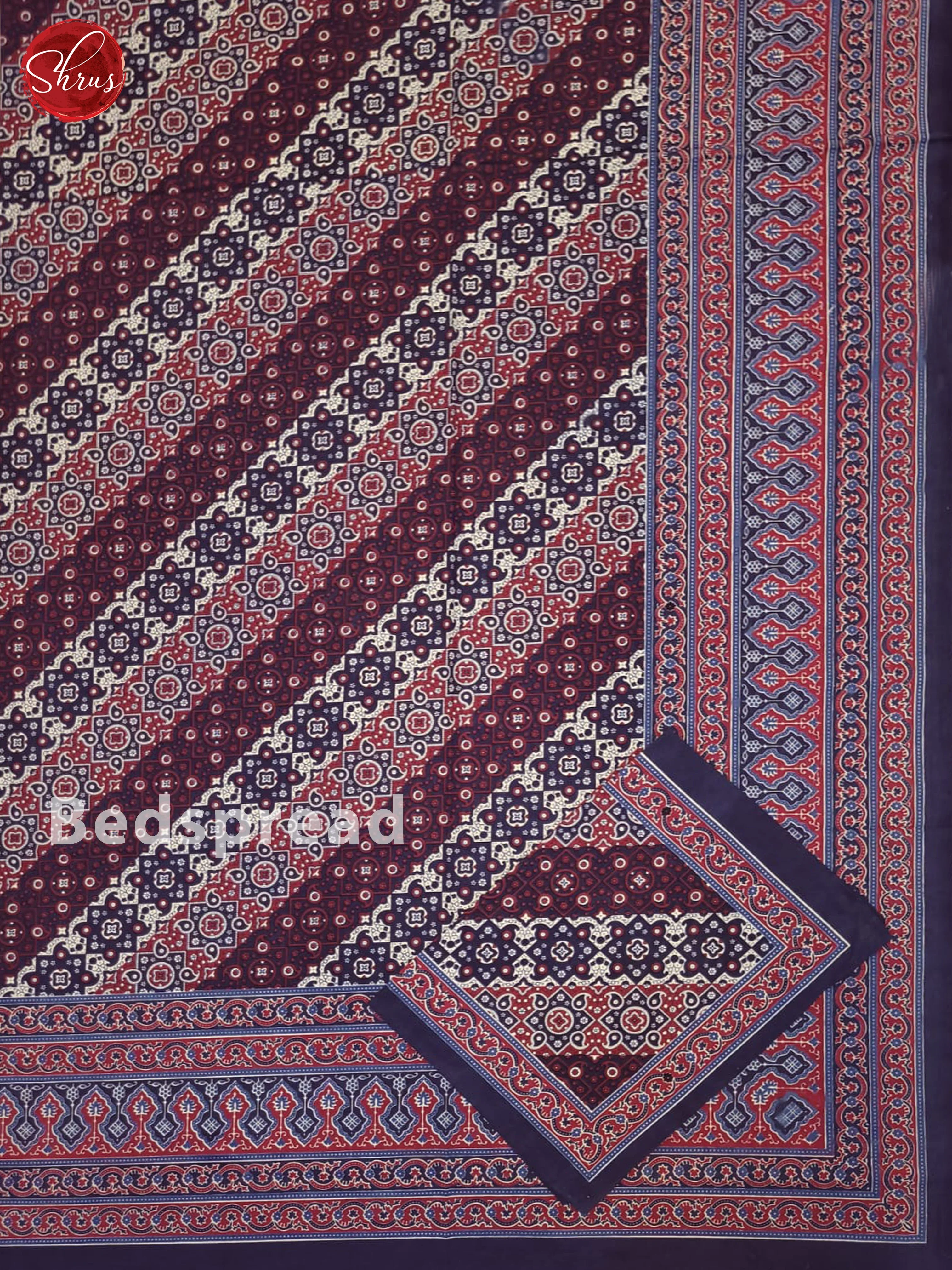 Blue & Red - Jaipuri Printed Double Bed Spread - Image 2