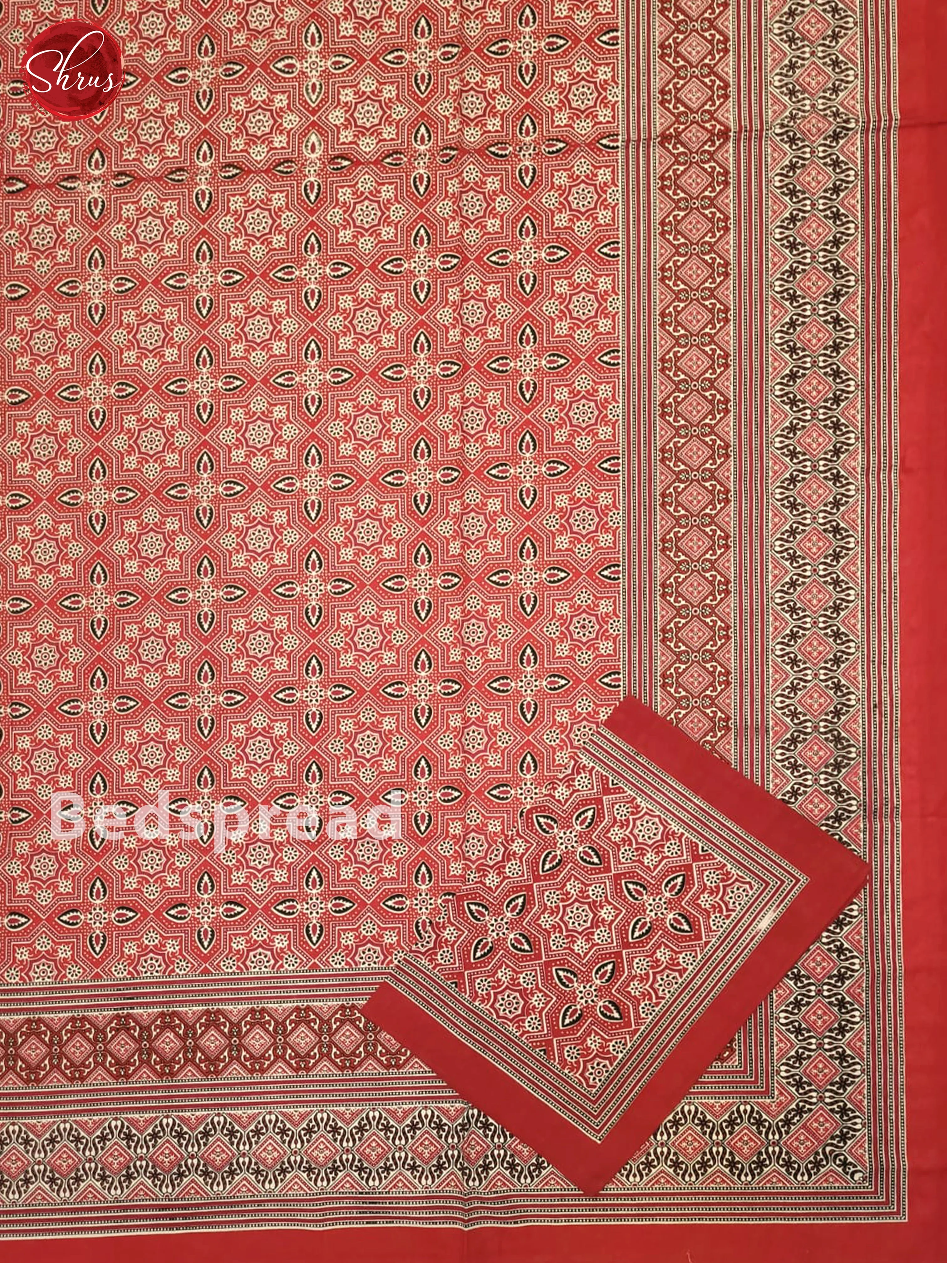 Red - Jaipuri Printed Double Bed Spread - Image 2