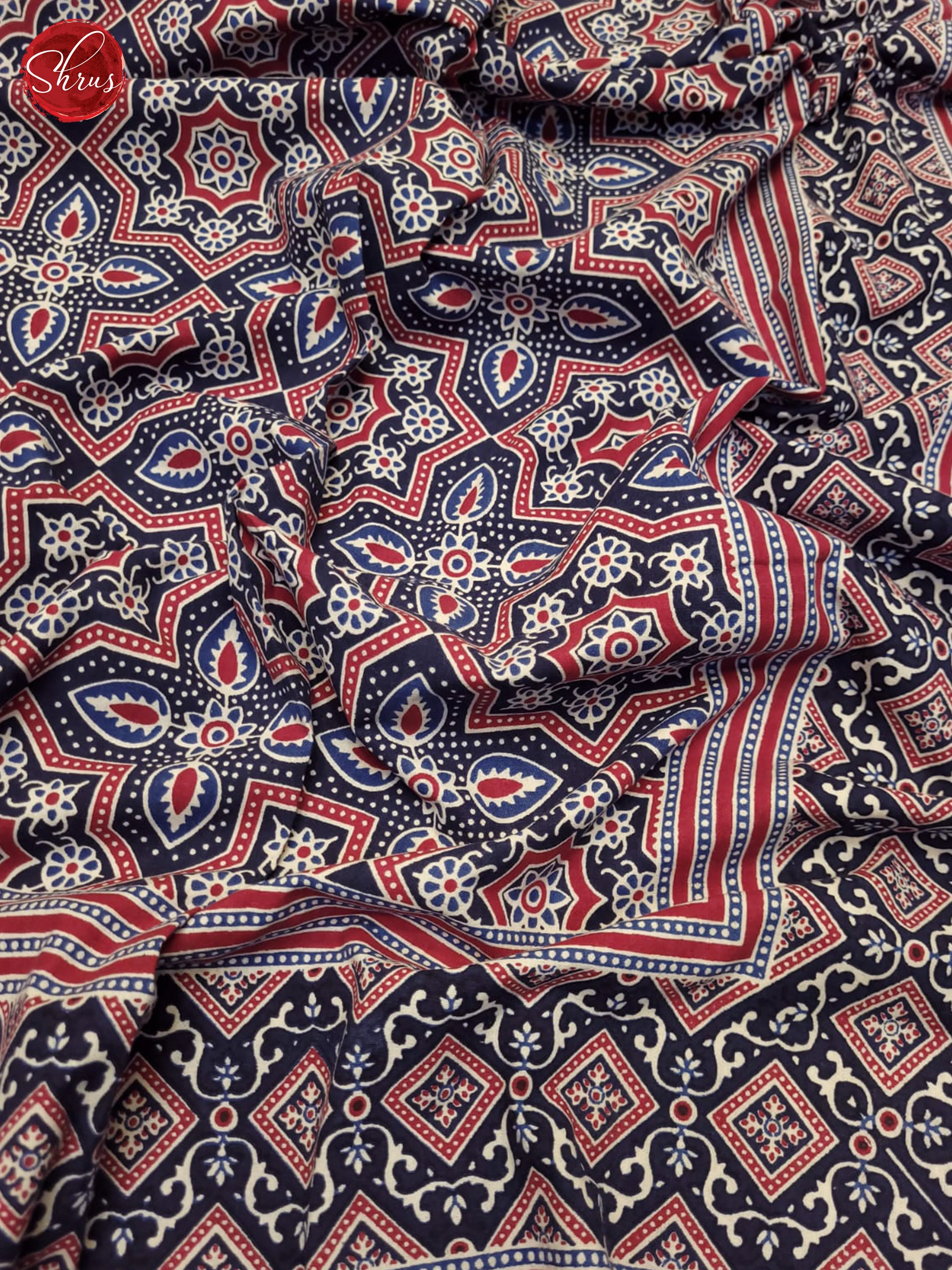 Blue & Red- Jaipuri Printed Double Bed Spread