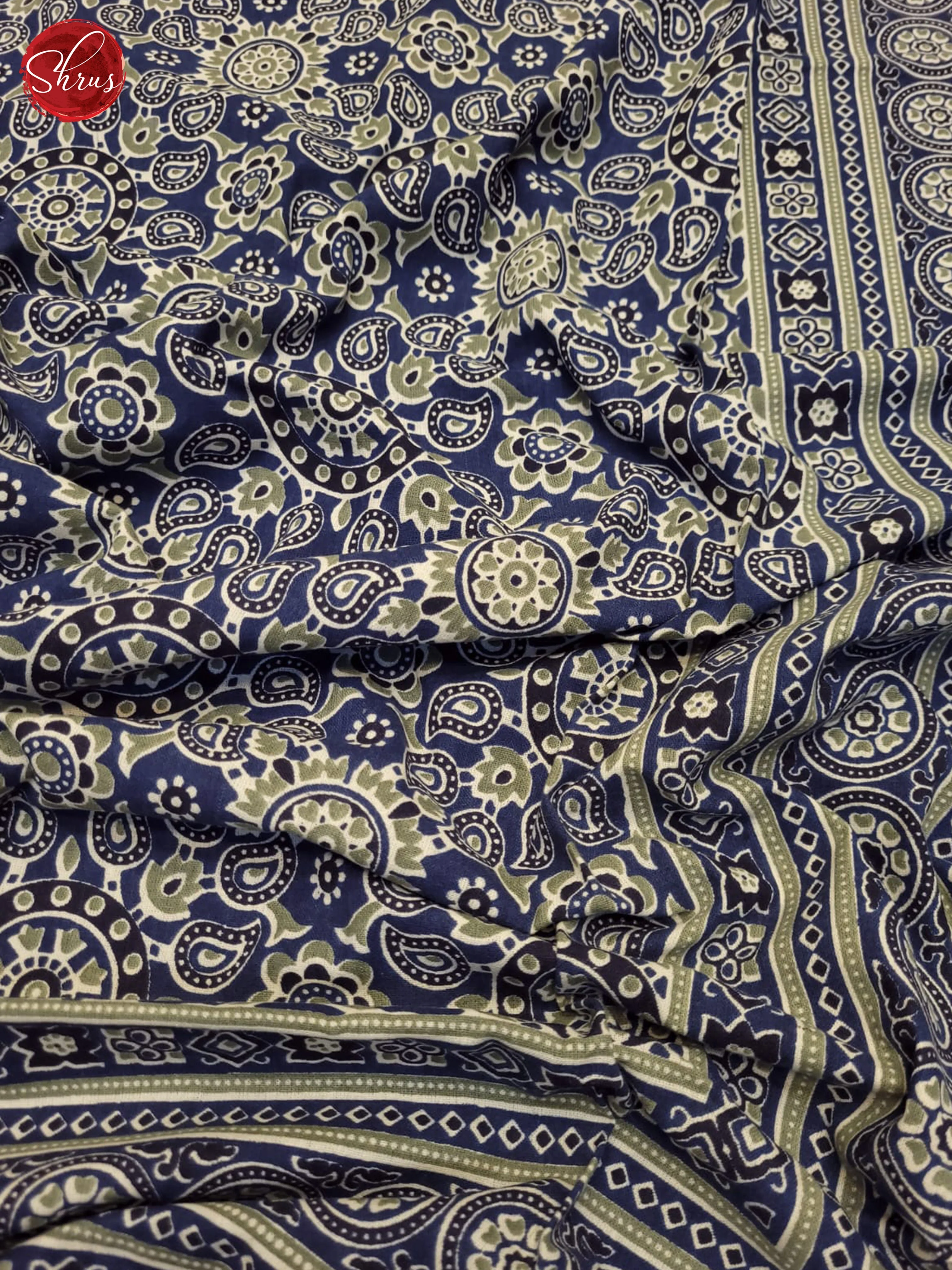 Blue & Cream - Jaipuri Printed Double Bedspread