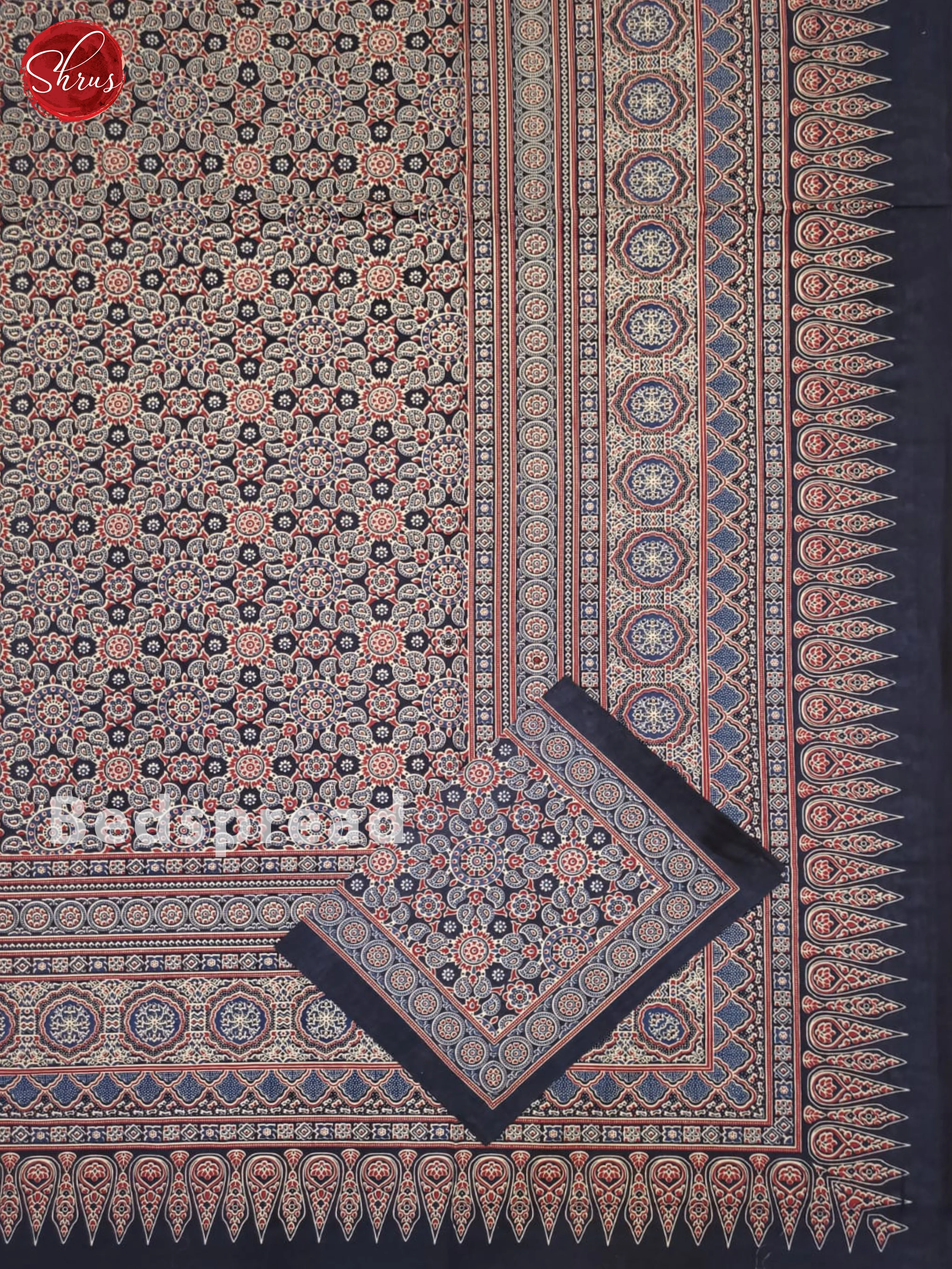 Blue & Red - Jaipuri Printed Double Bed spread - Image 2