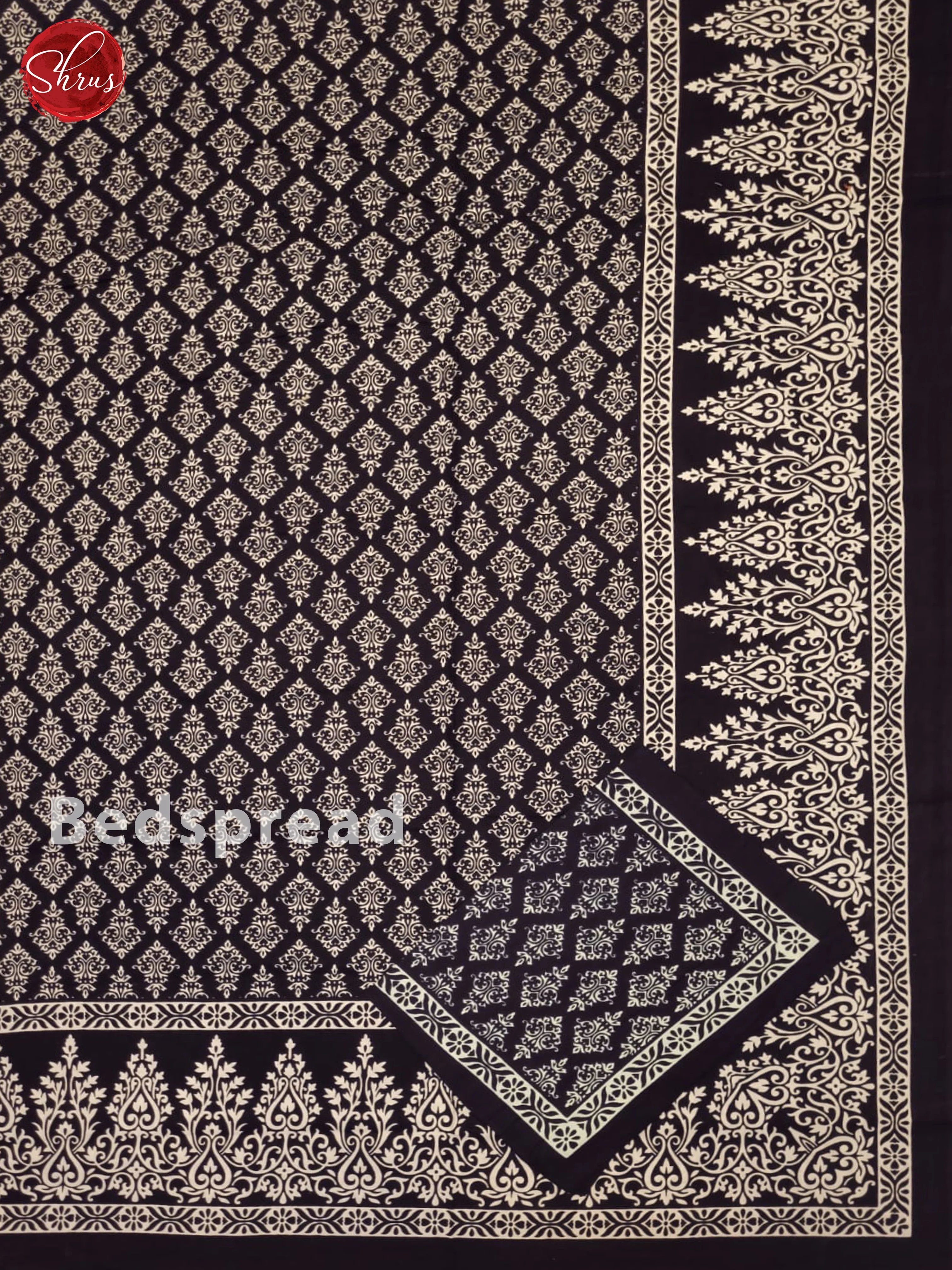 Black- Jaipuri Printed  Double Bed Sheet - Image 2