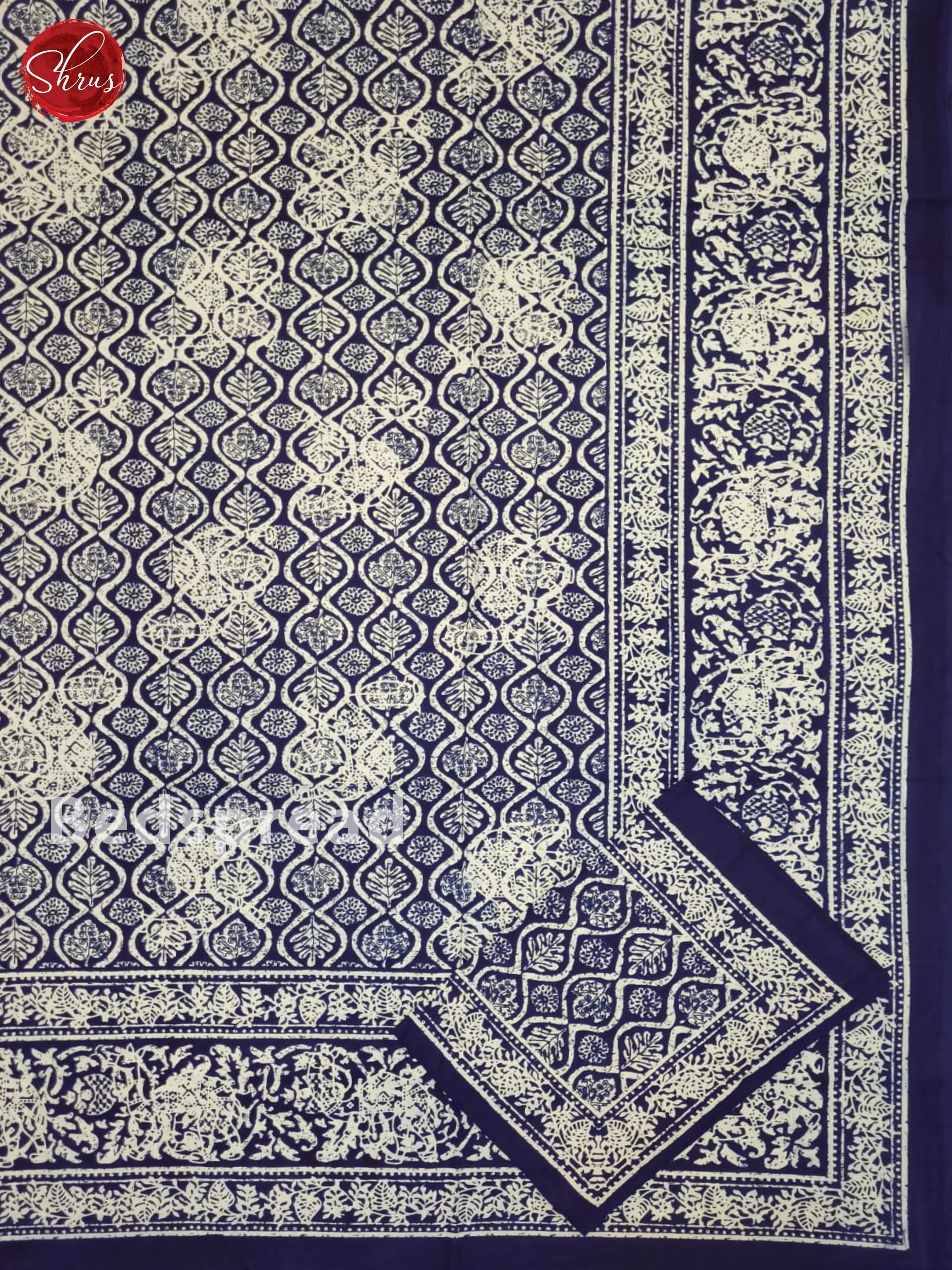Blue & White - Jaipuri Double Printed Bed Spread - Image 2