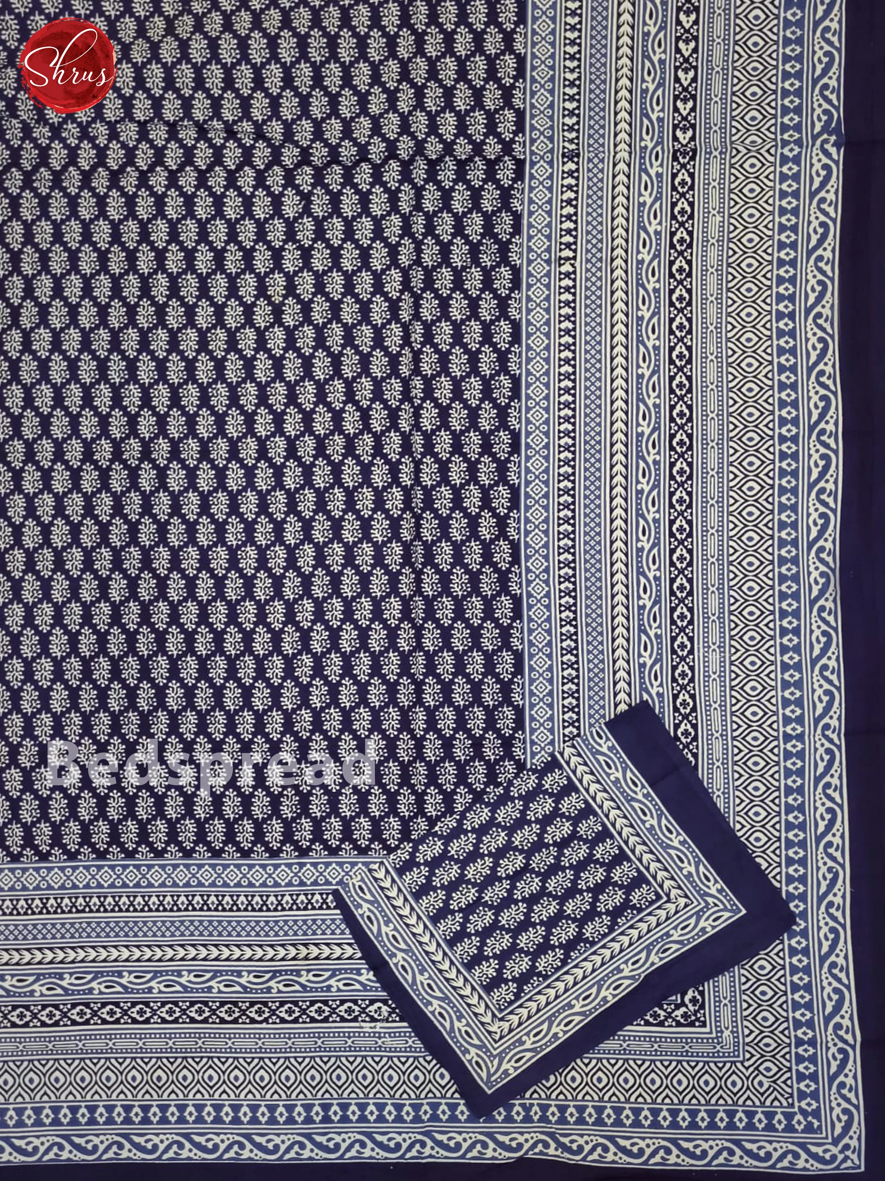 Blue & White- Jaipuri Printed Double Bed Spread - Image 2