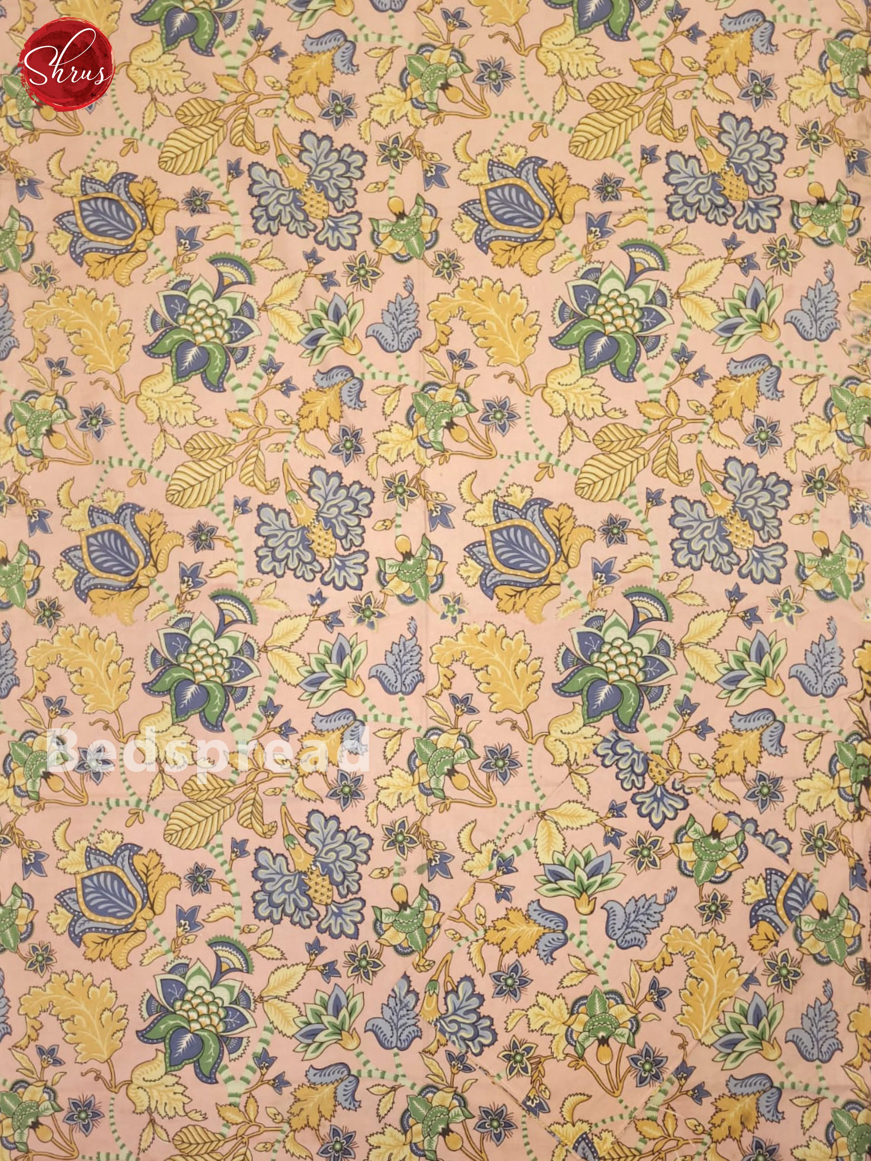 Dusty Pink & Blue - Jaipuri Printed Double Bed Spread - Image 2