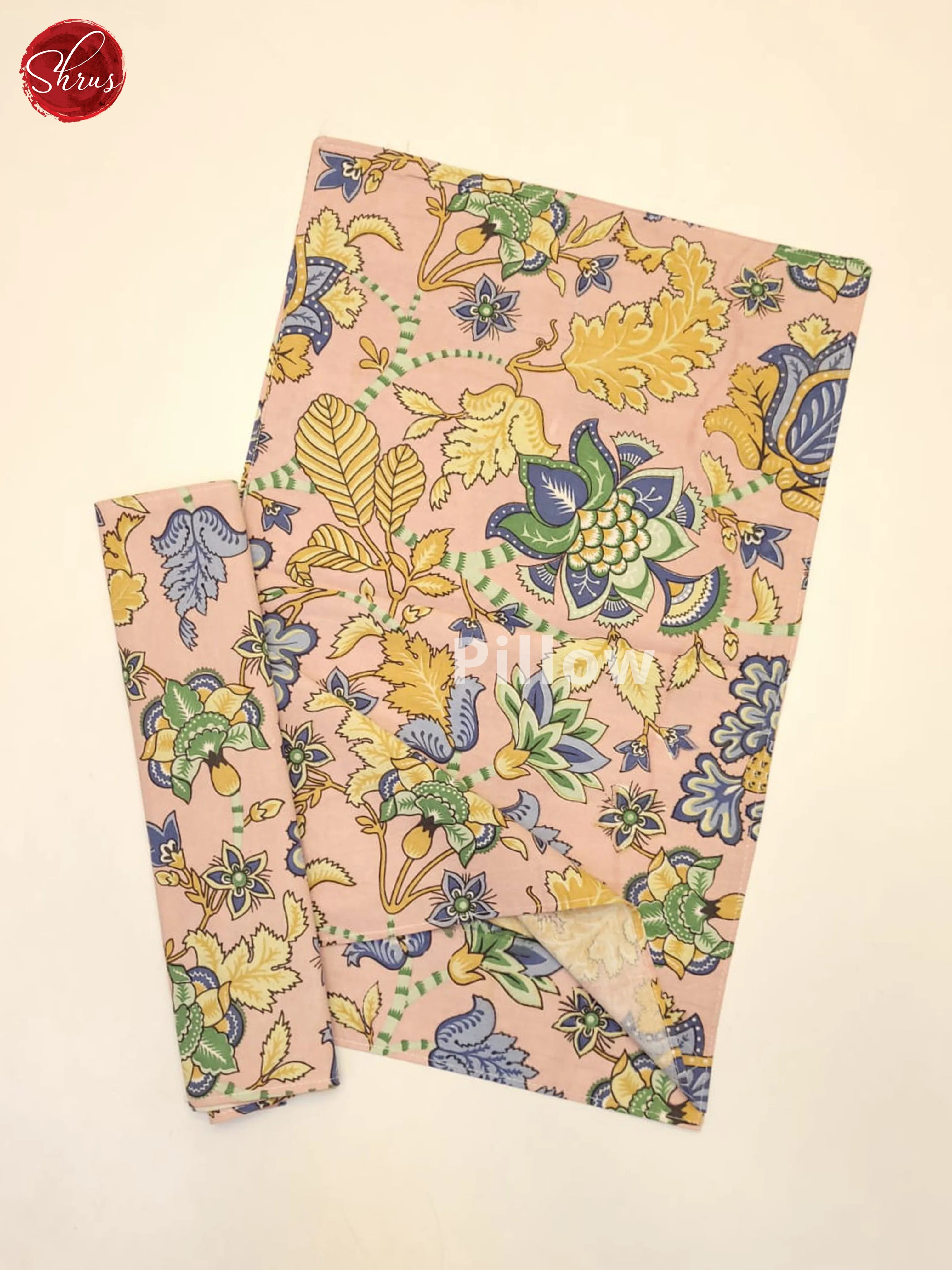 Dusty Pink & Blue - Jaipuri Printed Double Bed Spread - Image 3