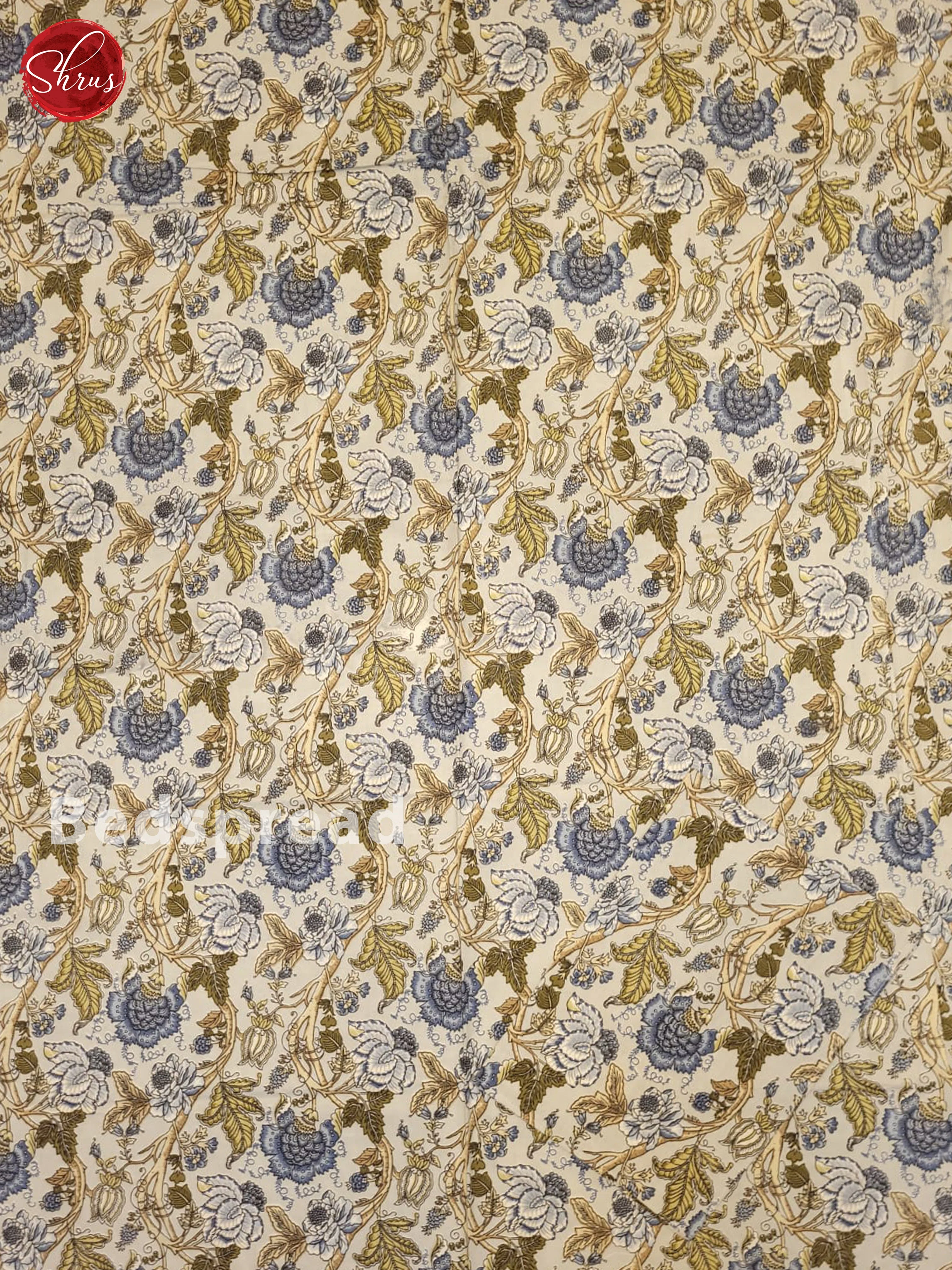 Grey & Blue - Jaipuri Printed Double Bed Sheet - Image 2