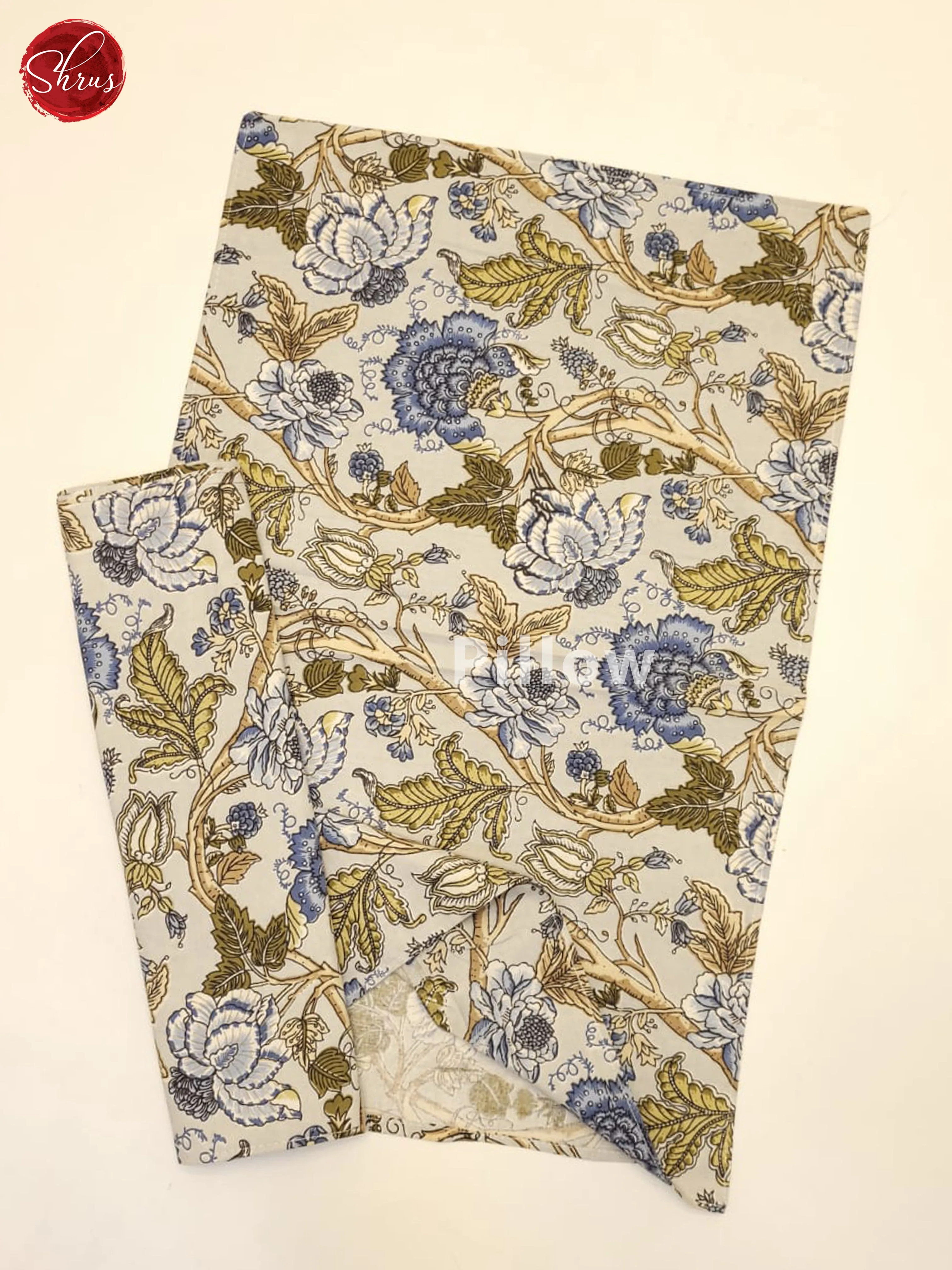 Grey & Blue - Jaipuri Printed Double Bed Sheet - Image 3