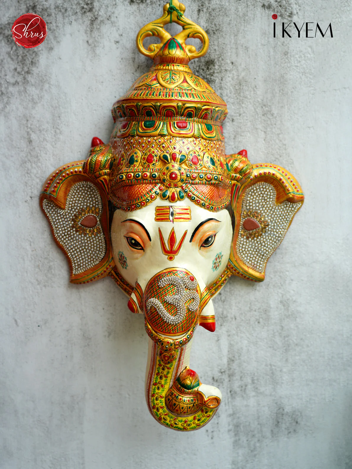 Hand Painted Wooden Ganesha Wall Hanging