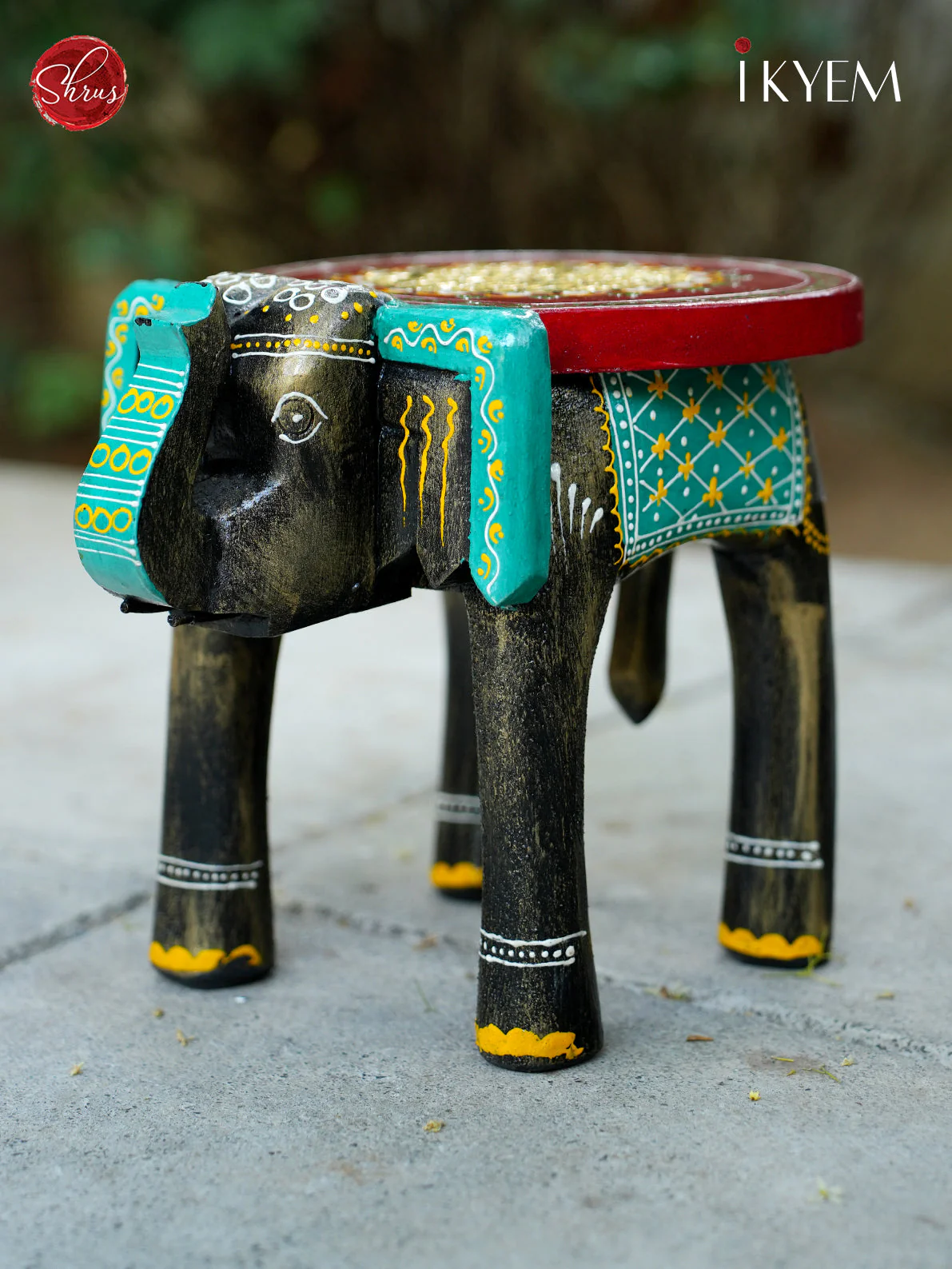 Hand Painted Elephant Stool - Image 3