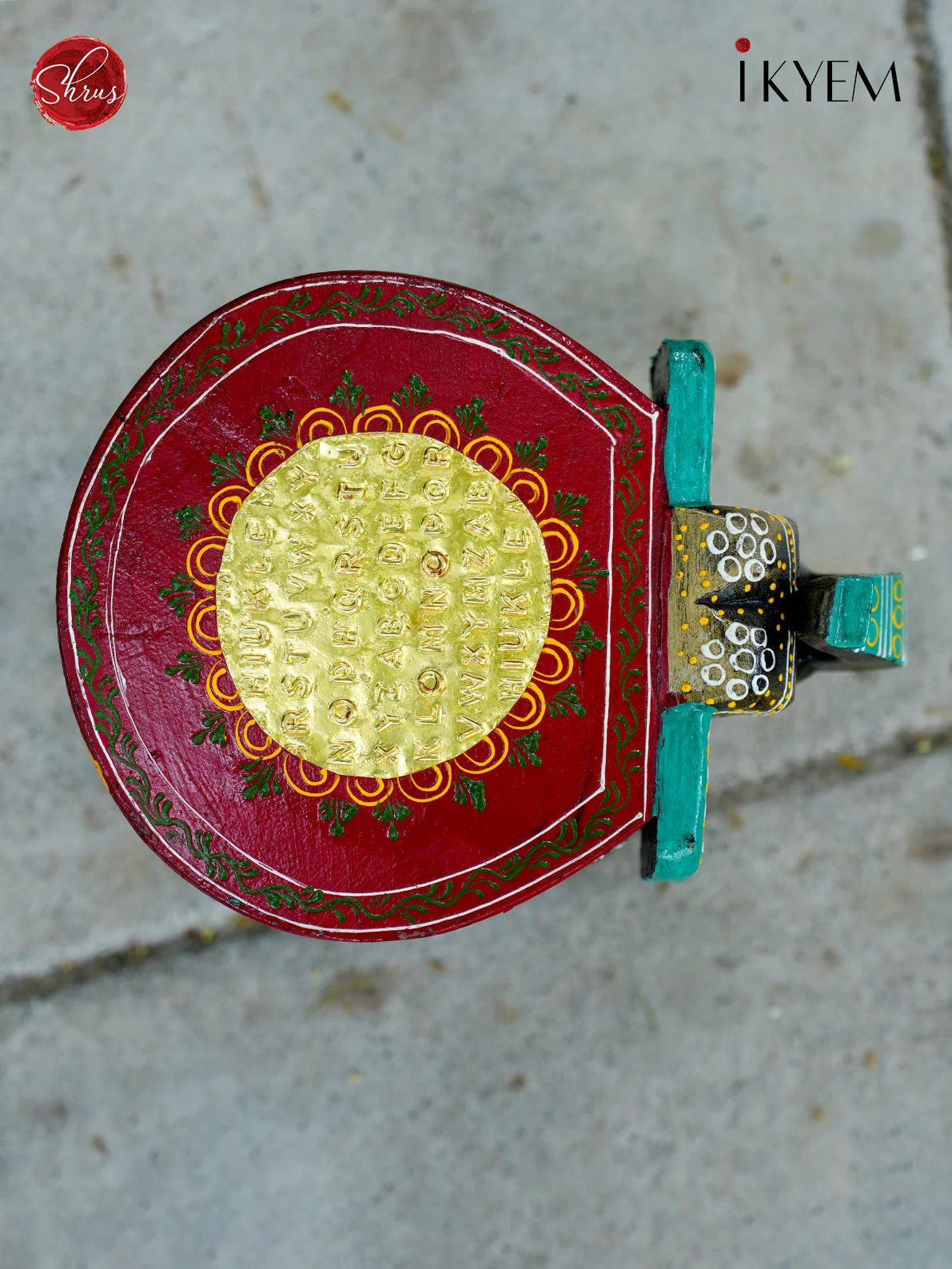 Wooden Hand Painted Elephant Stool - Image 3