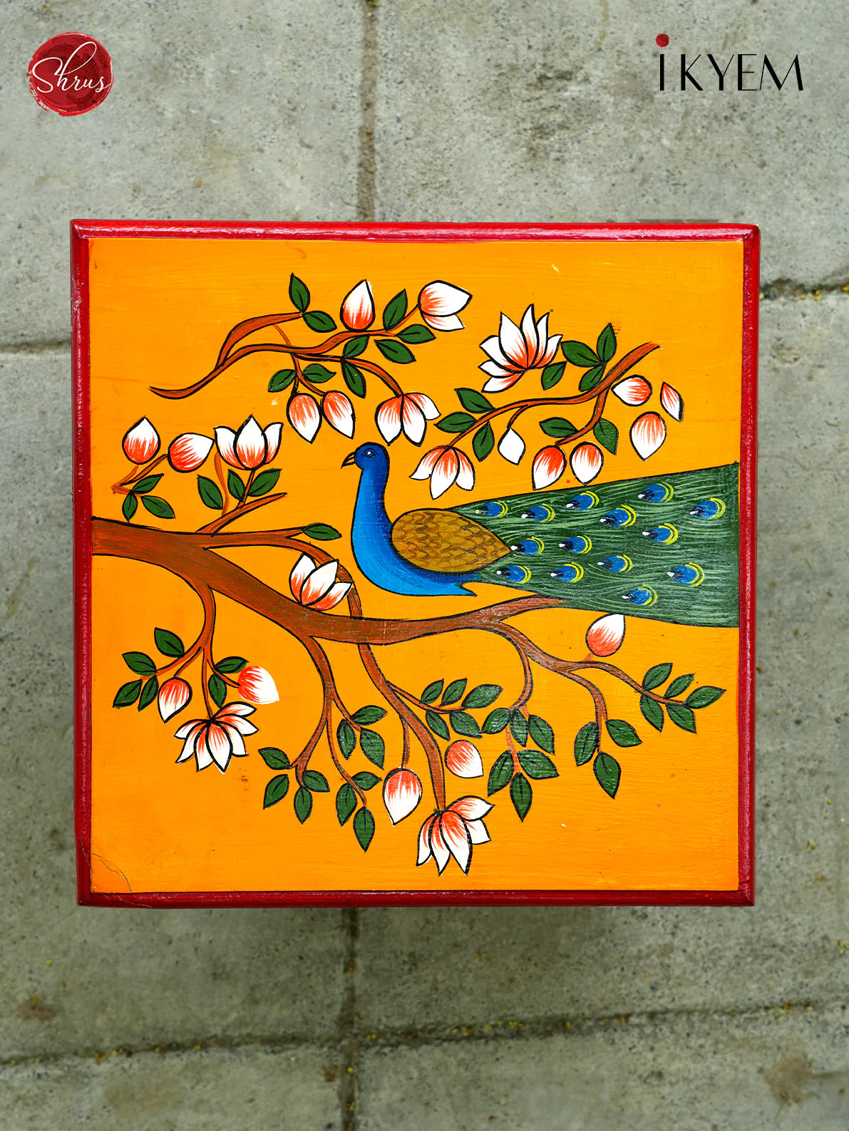 Hand Painted Wooden Chowki - Image 3