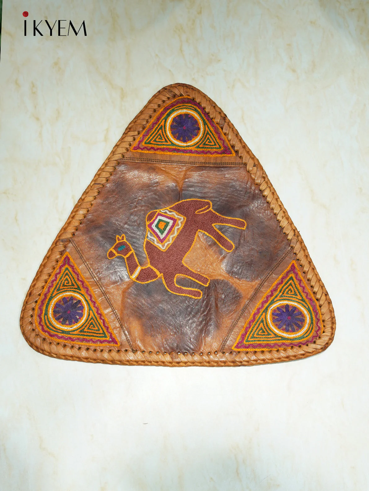 Leather Wooden Stool - Image 2