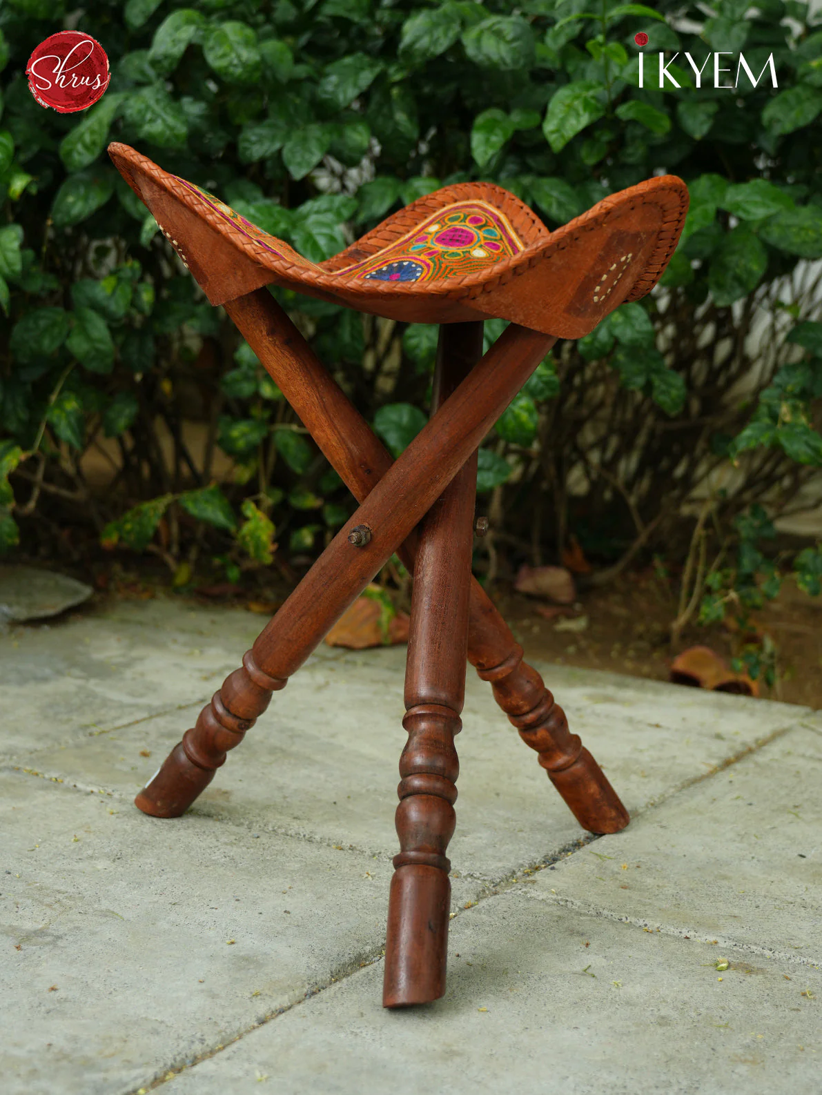Leather Wooden Stool