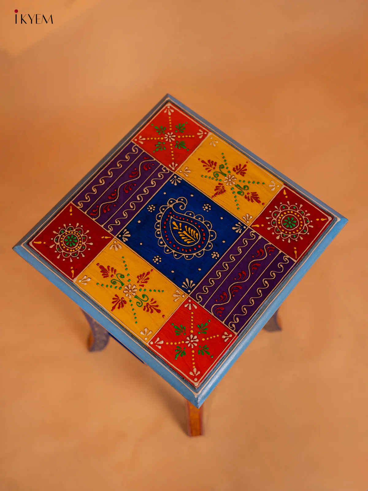 Hand painted Wooden Stool - 20 Inch - 4EJ04001 - Image 3