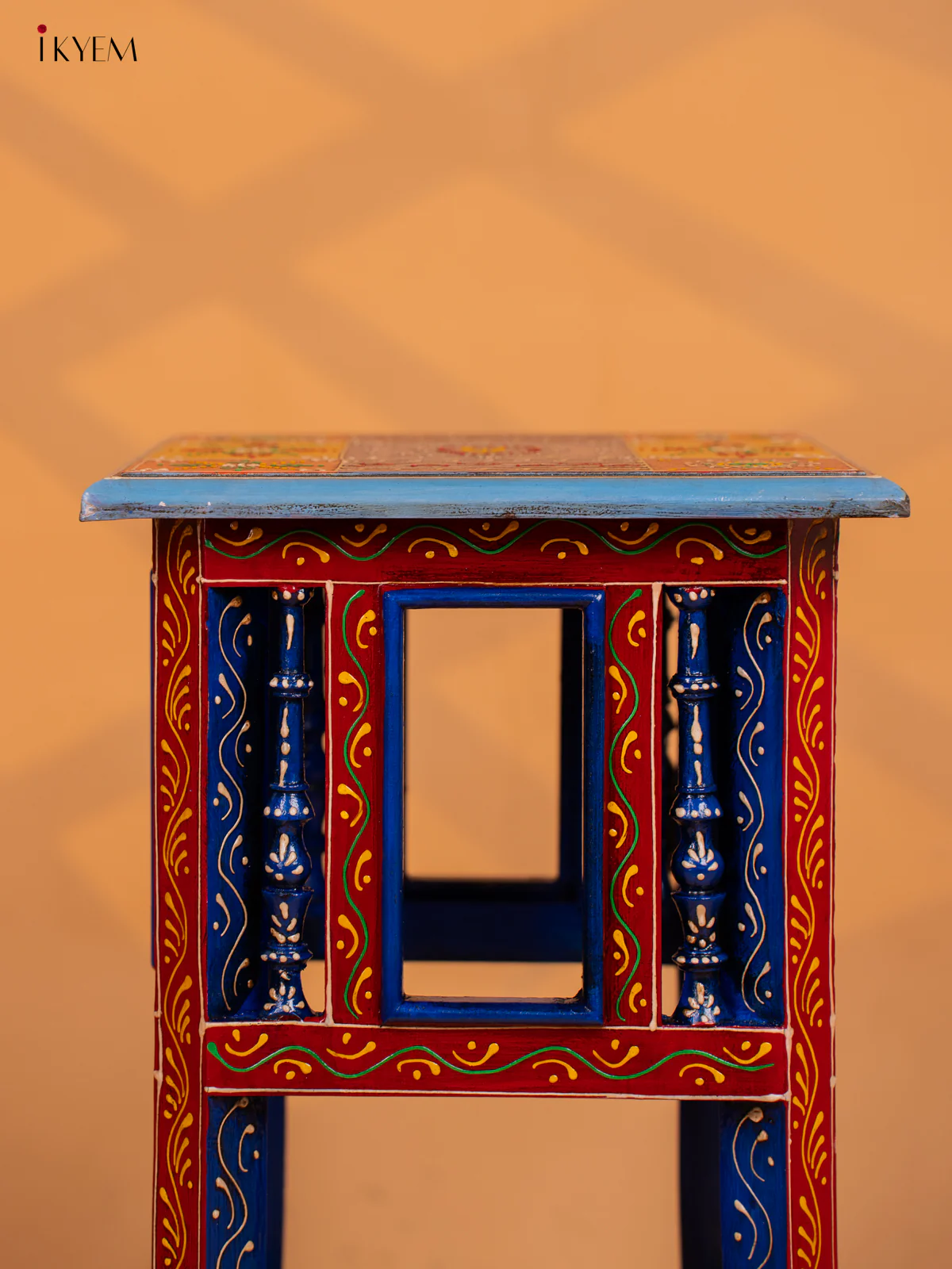 Hand painted Wooden Stool - 20 Inch - 4EJ04001 - Image 4